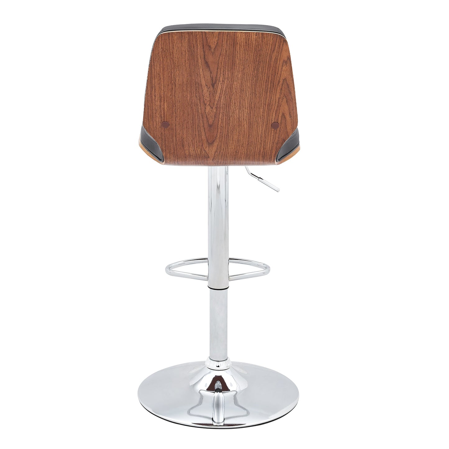 Sabine Adjustable Swivel Gray Faux Leather with Walnut Back and Chrome Bar Stool