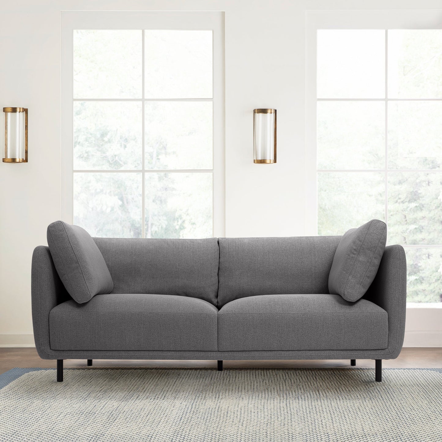 Serenity 79" Gray Fabric Sofa with Black Metal Legs