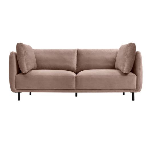 Serenity 79" Mauve Velvet Sofa with Black Metal Legs