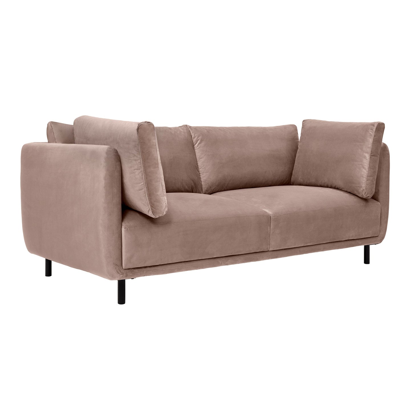 Serenity 79" Mauve Velvet Sofa with Black Metal Legs