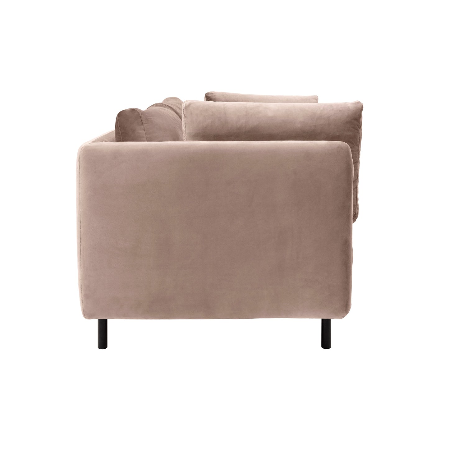 Serenity 79" Mauve Velvet Sofa with Black Metal Legs