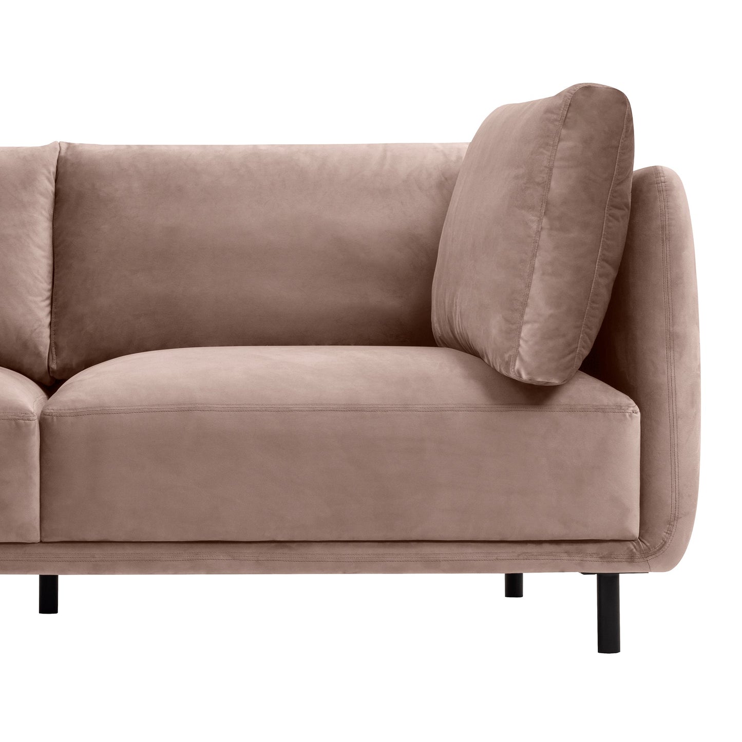 Serenity 79" Mauve Velvet Sofa with Black Metal Legs