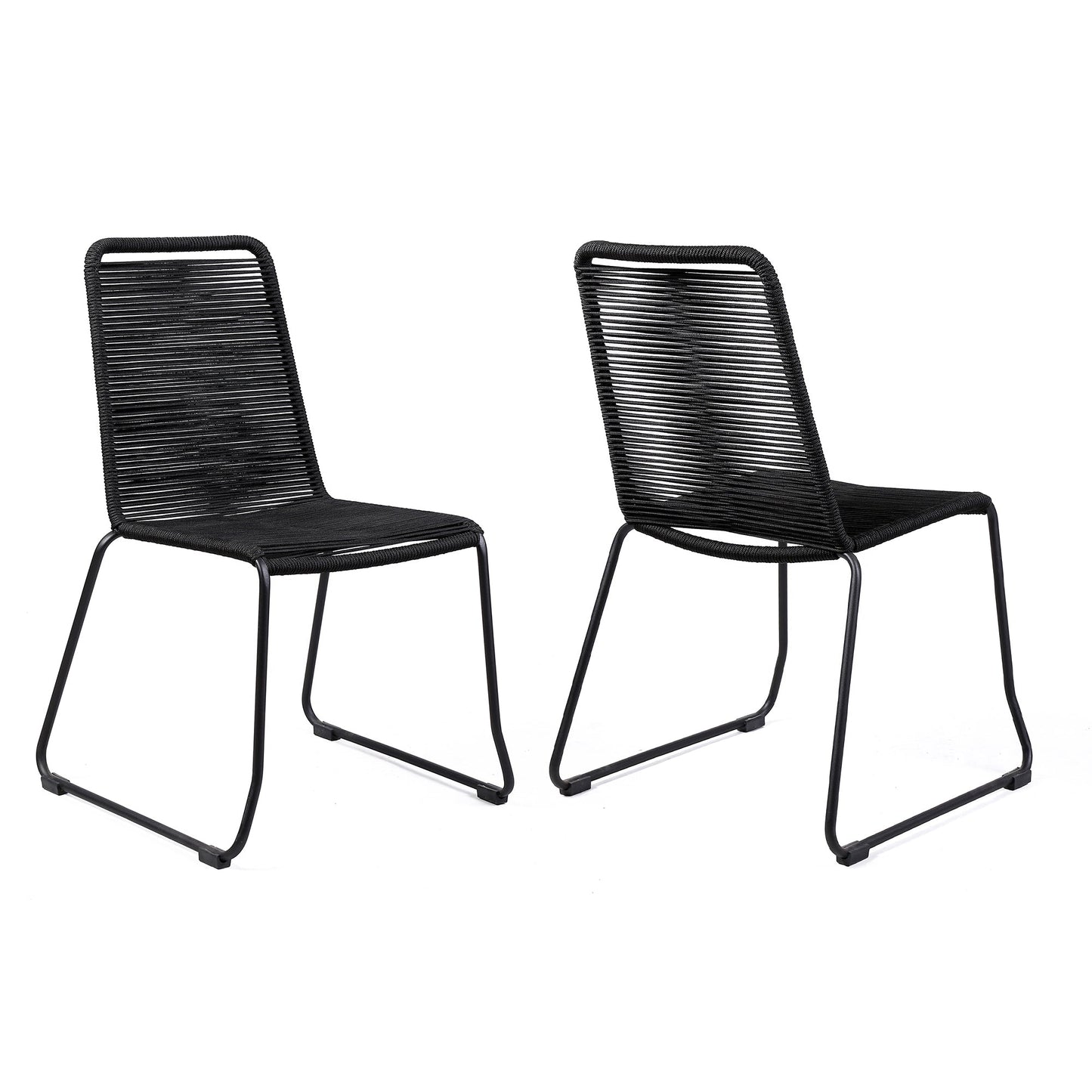 Shasta Outdoor Metal and Black Rope Stackable Dining Chair - Set of 2