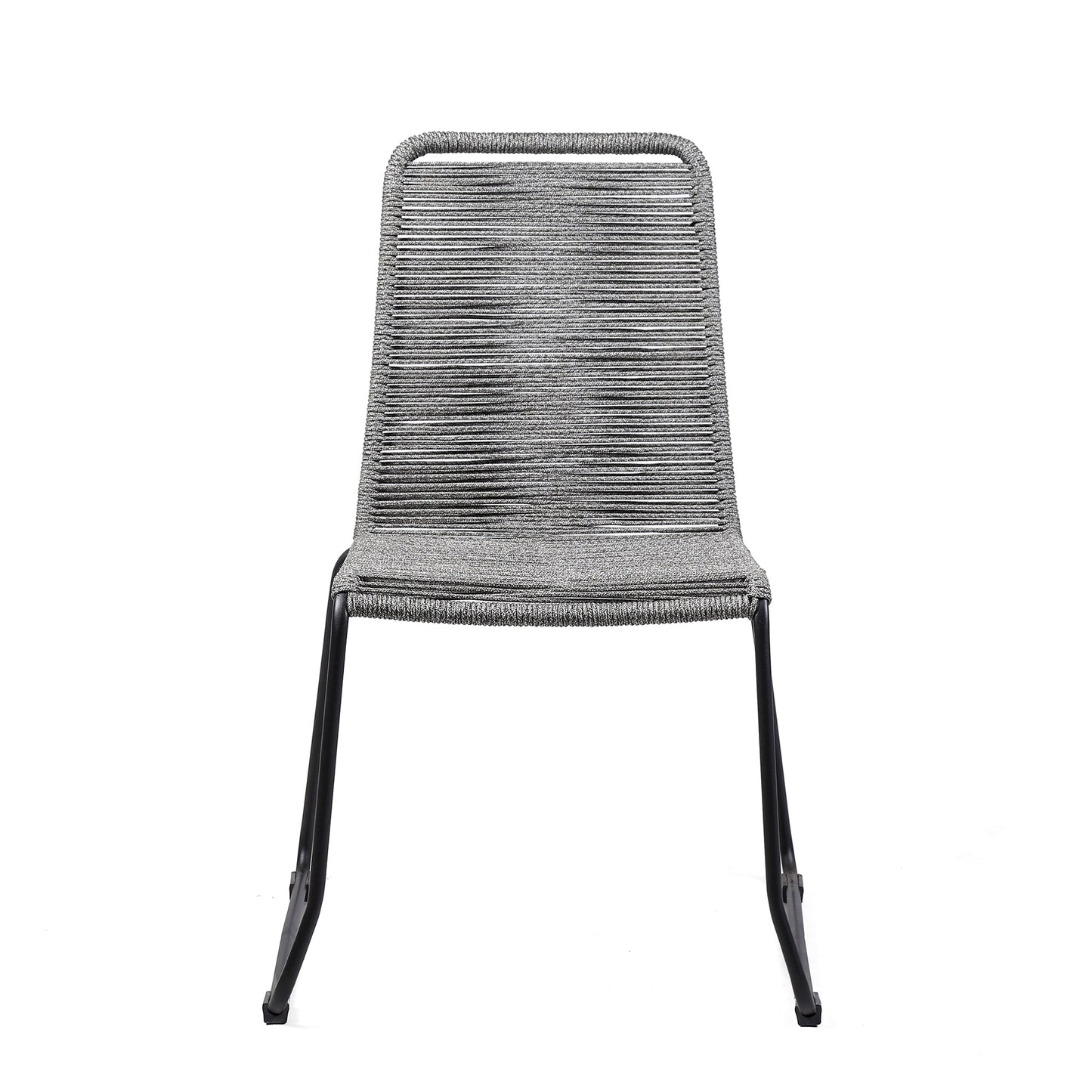 Shasta Outdoor Metal and Gray Rope Stackable Dining Chair - Set of 2