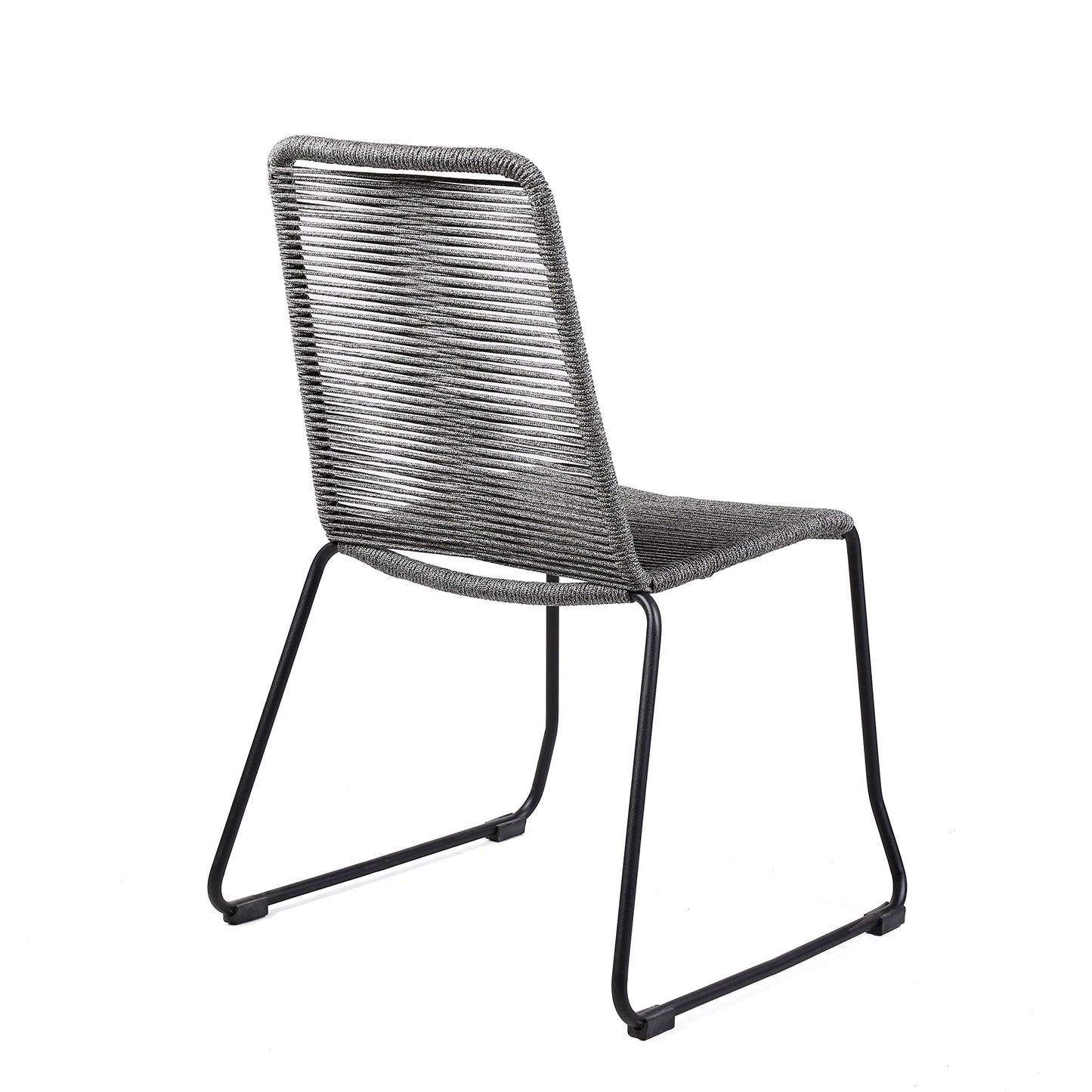 Shasta Outdoor Metal and Gray Rope Stackable Dining Chair - Set of 2