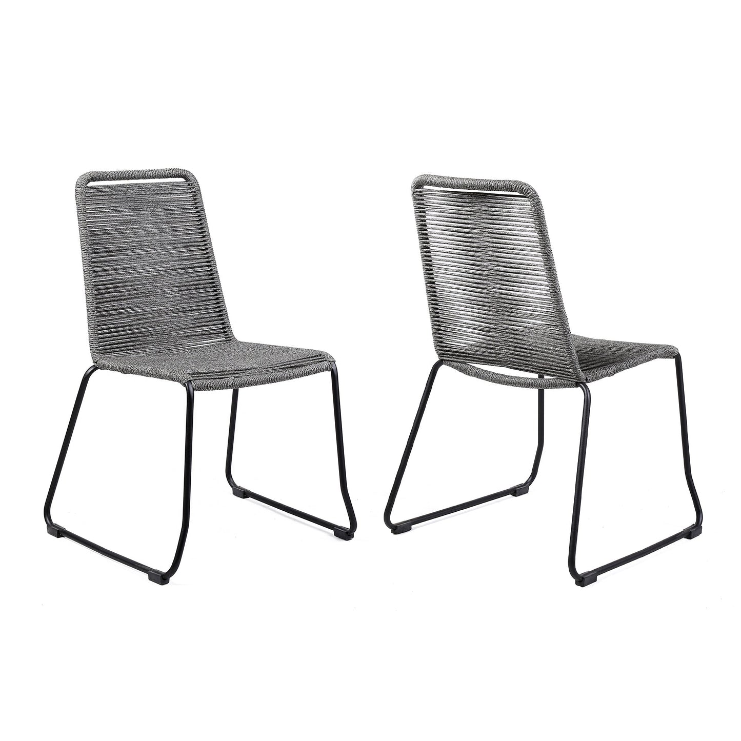 Shasta Outdoor Metal and Gray Rope Stackable Dining Chair - Set of 2