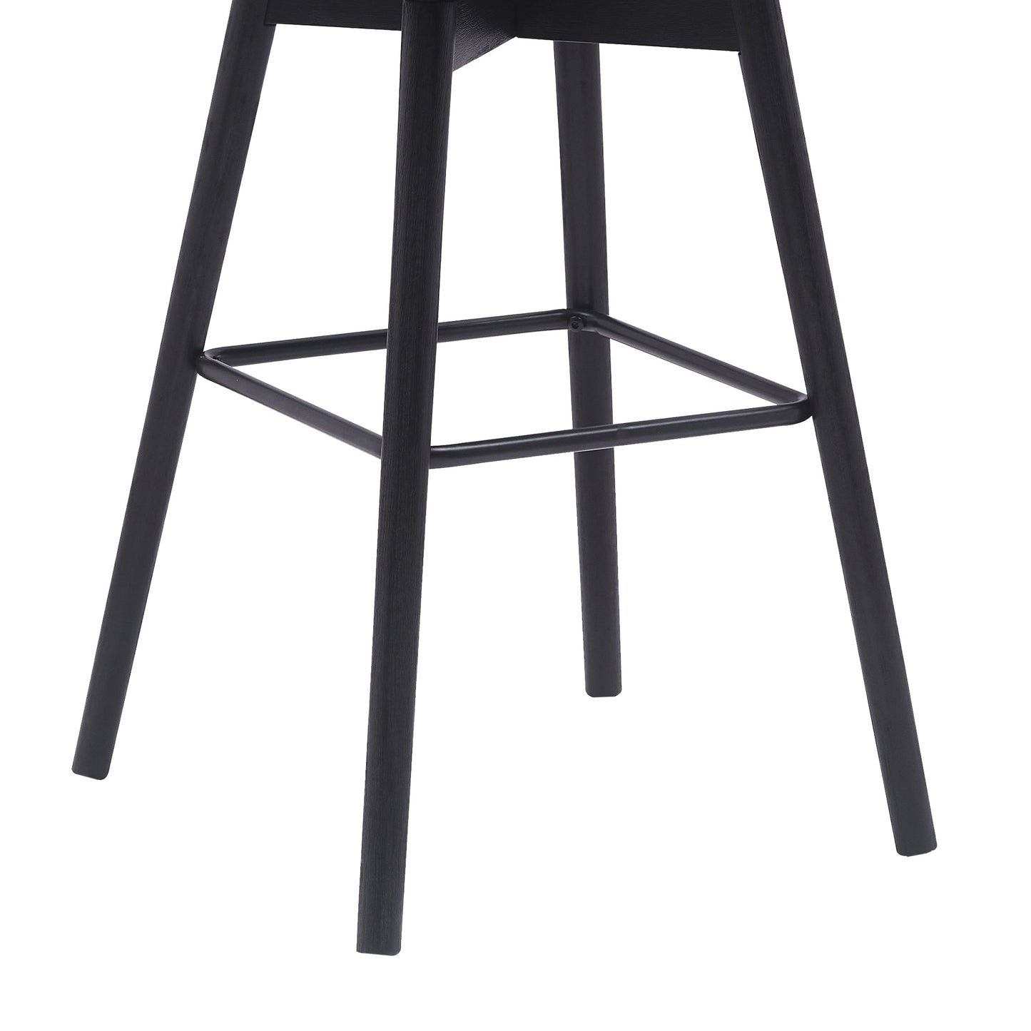 Sicily 30" Swivel Black Wood Bar Stool in Gray Faux Leather