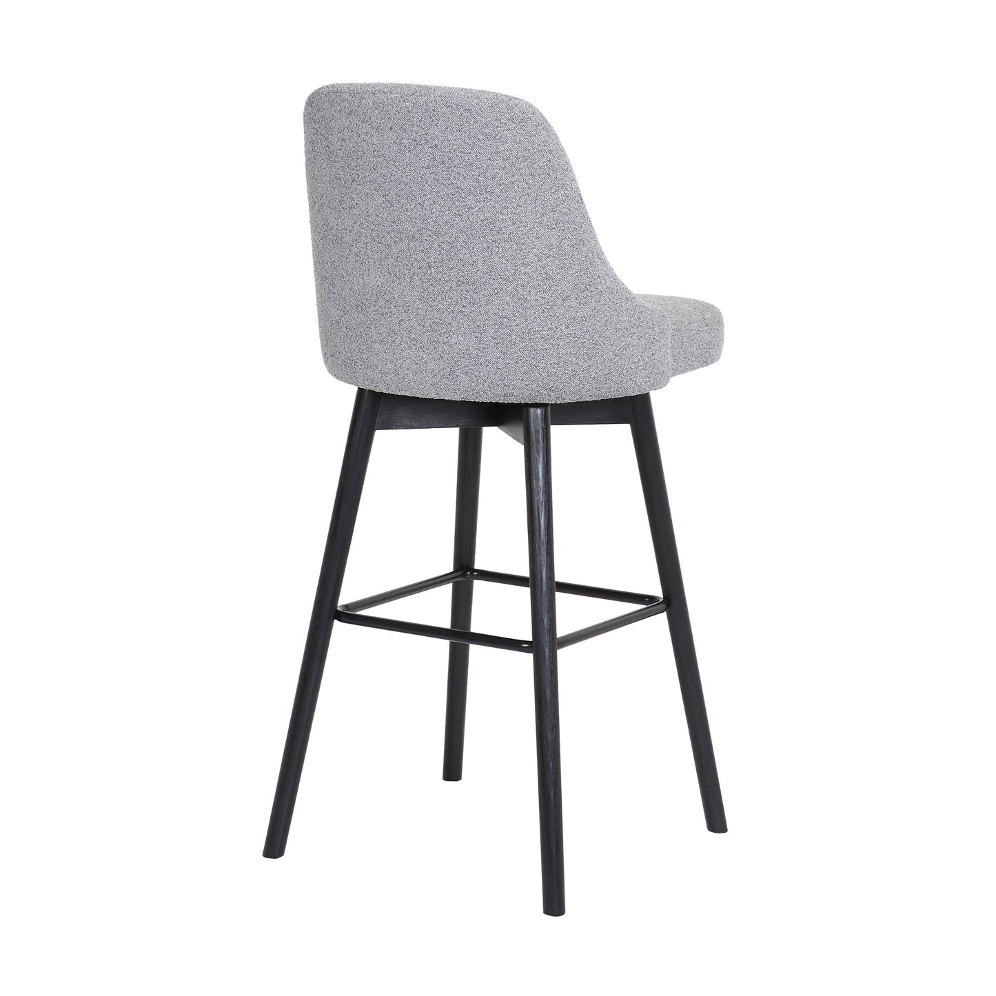 Sicily 26" Swivel Black Wood Counter Stool in Light Gray Fabric