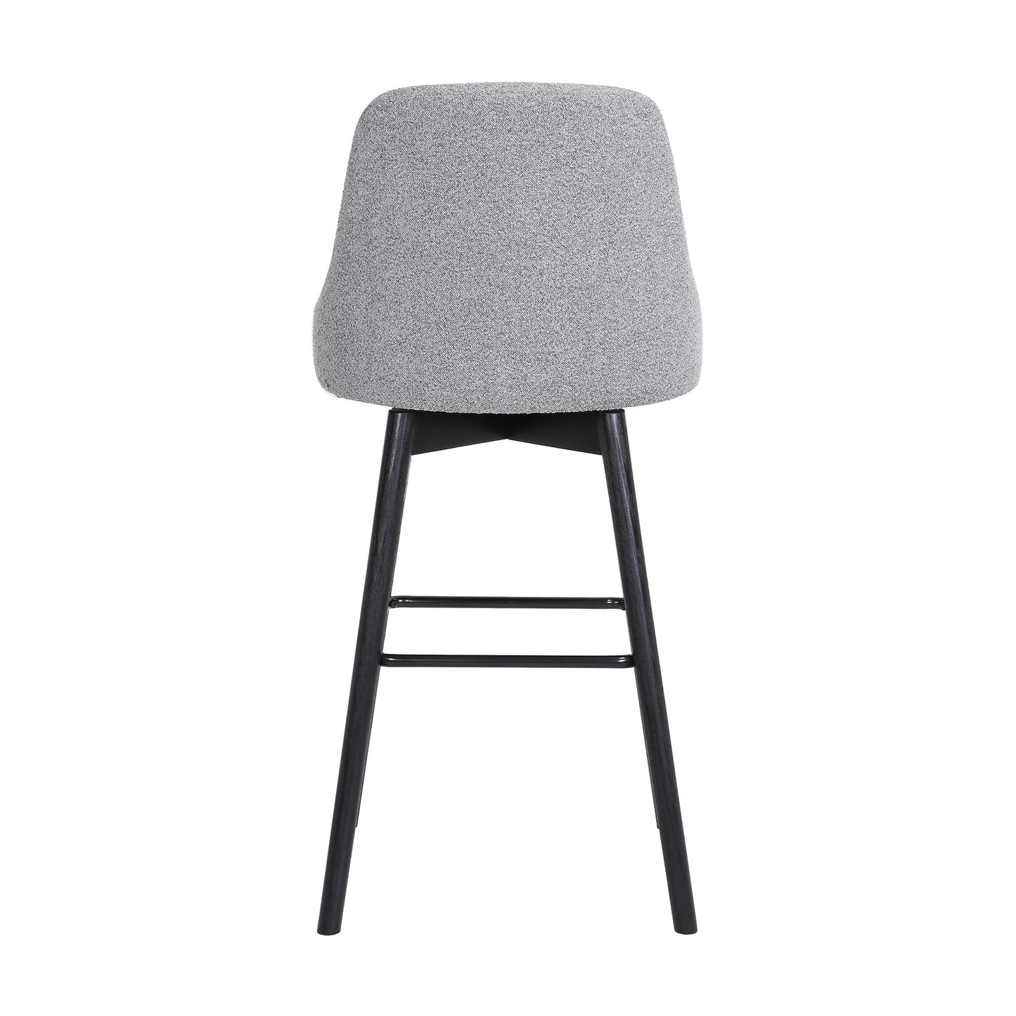 Sicily 26" Swivel Black Wood Counter Stool in Light Gray Fabric