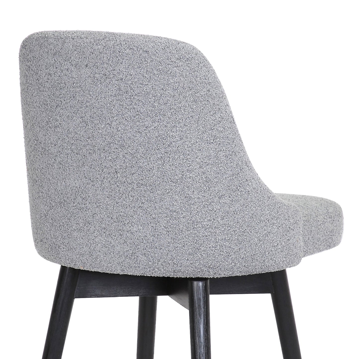 Sicily 26" Swivel Black Wood Counter Stool in Light Gray Fabric