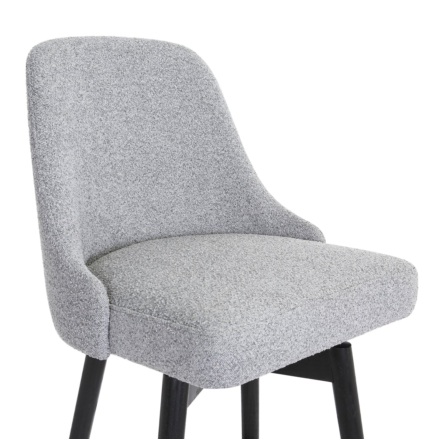 Sicily 30" Swivel Black Wood Bar Stool in Light Gray Fabric