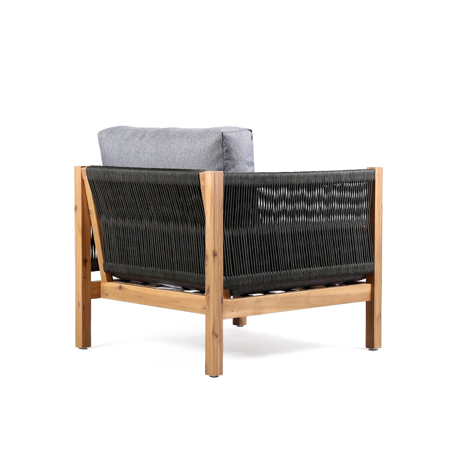 Sienna Outdoor Eucalyptus Lounge Chair in Teak Finish with Gray Cushions