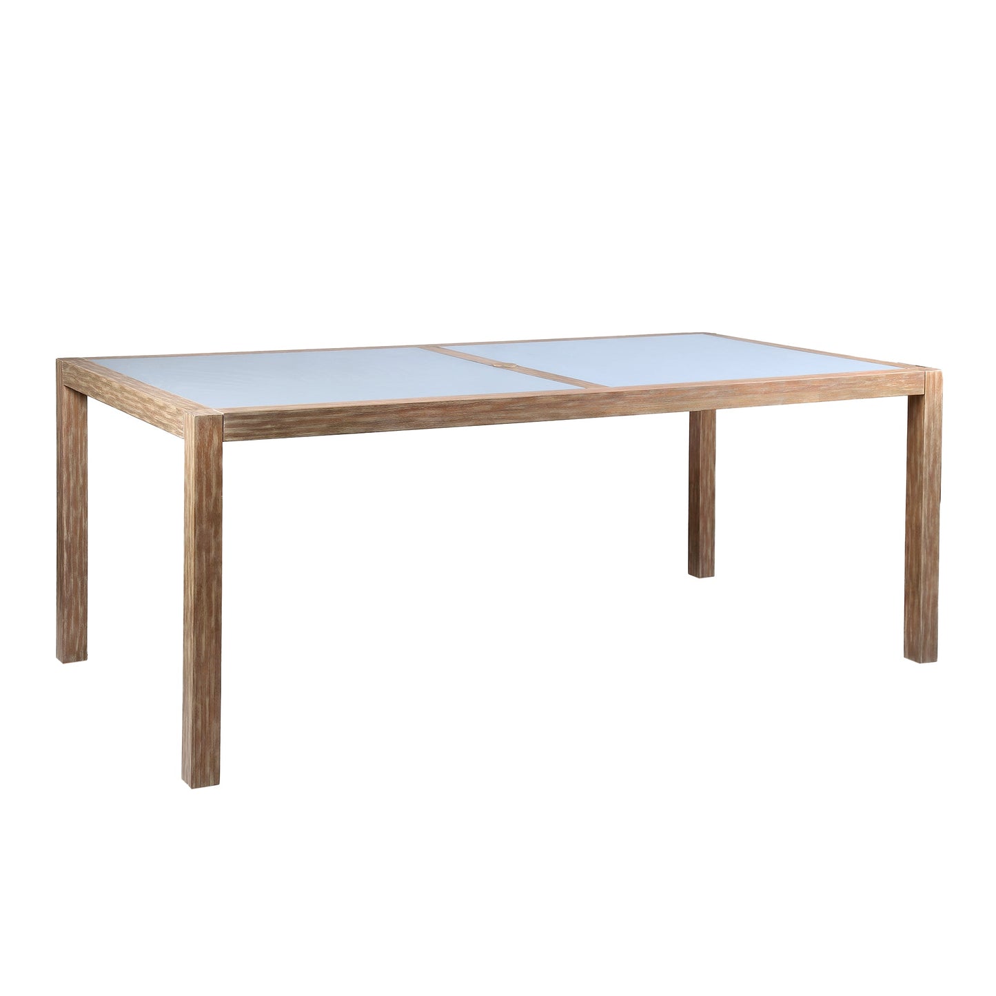 Sienna Outdoor Eucalyptus Dining Table with Gray Teak Finish and Super Stone Top