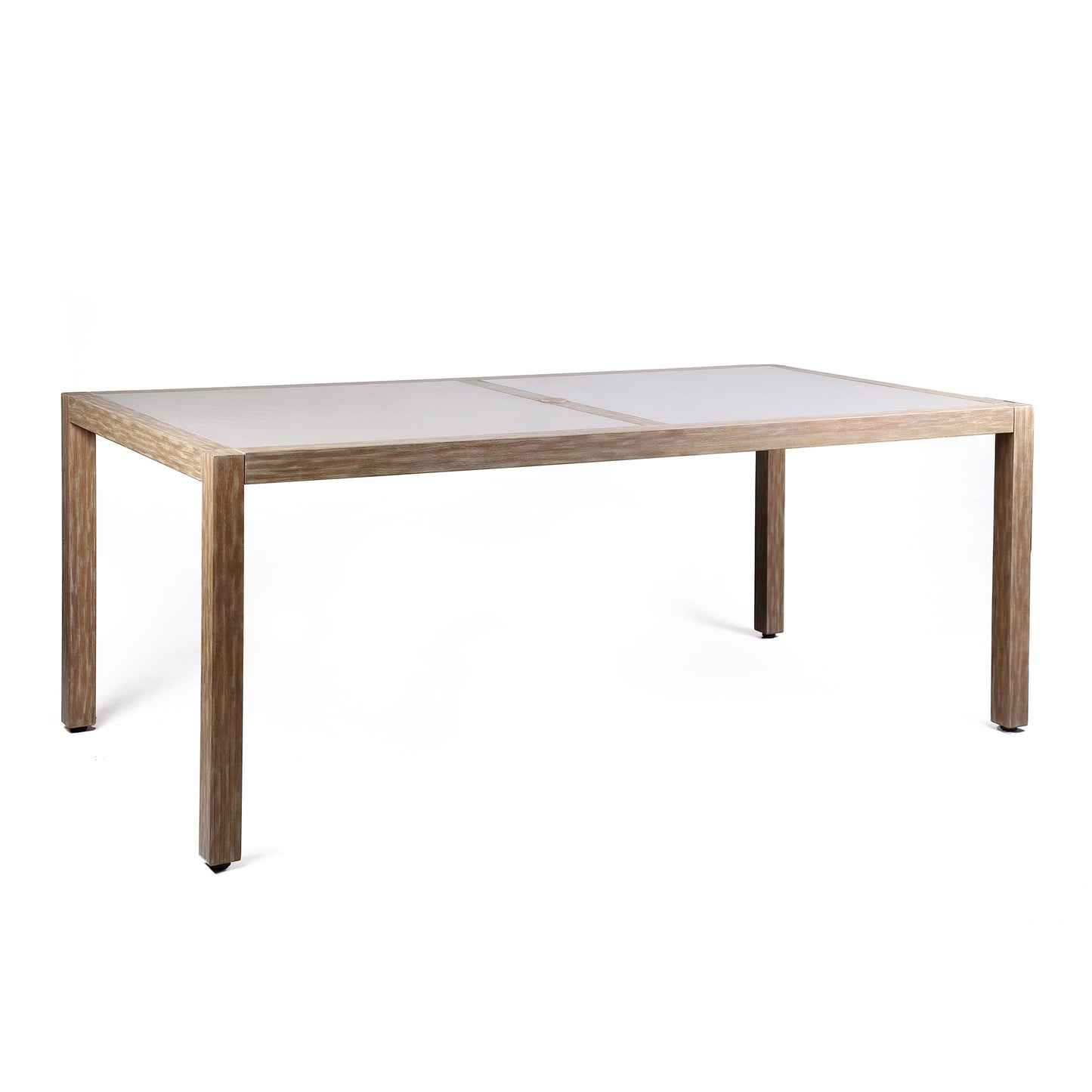 Sienna Outdoor Eucalyptus Dining Table with Teak Finish and Gray Super Stone Top