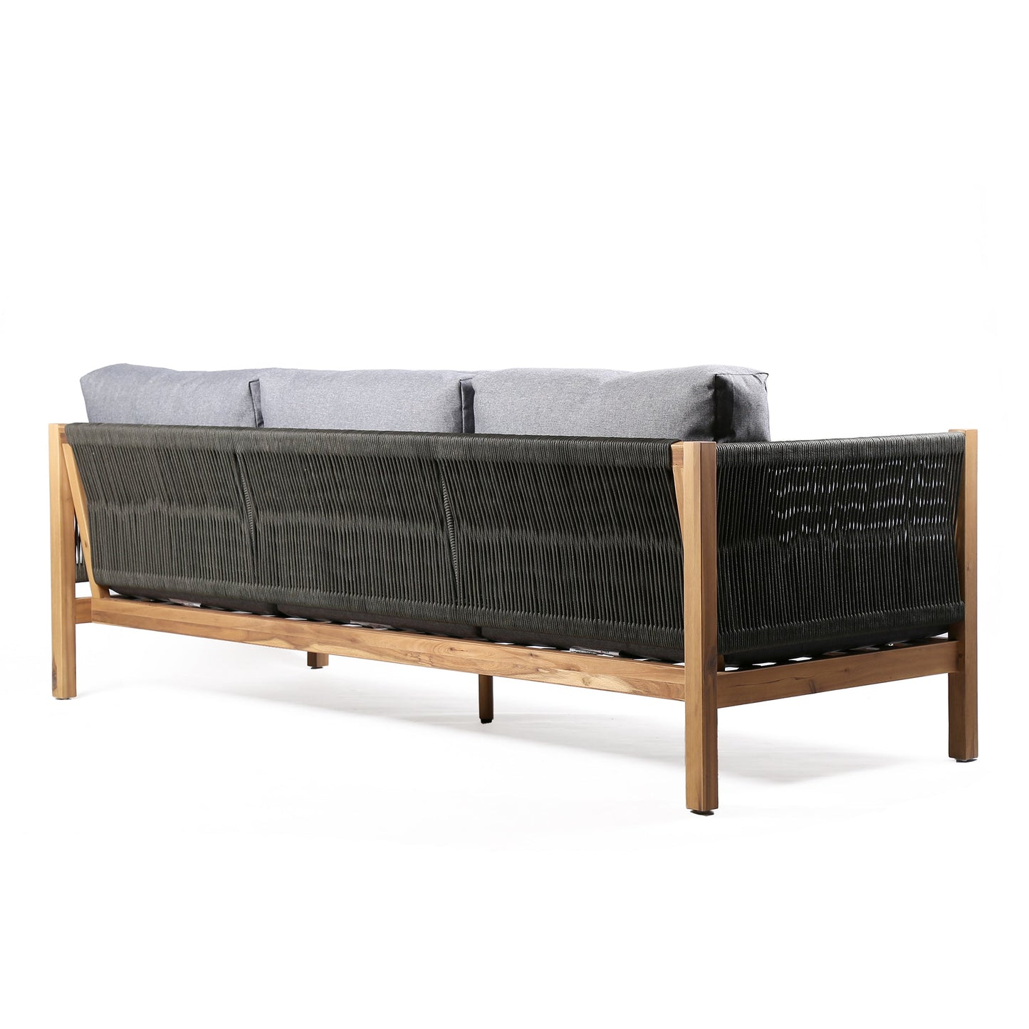 Sienna Outdoor Eucalyptus Sofa in Teak Finish with Gray Cushions