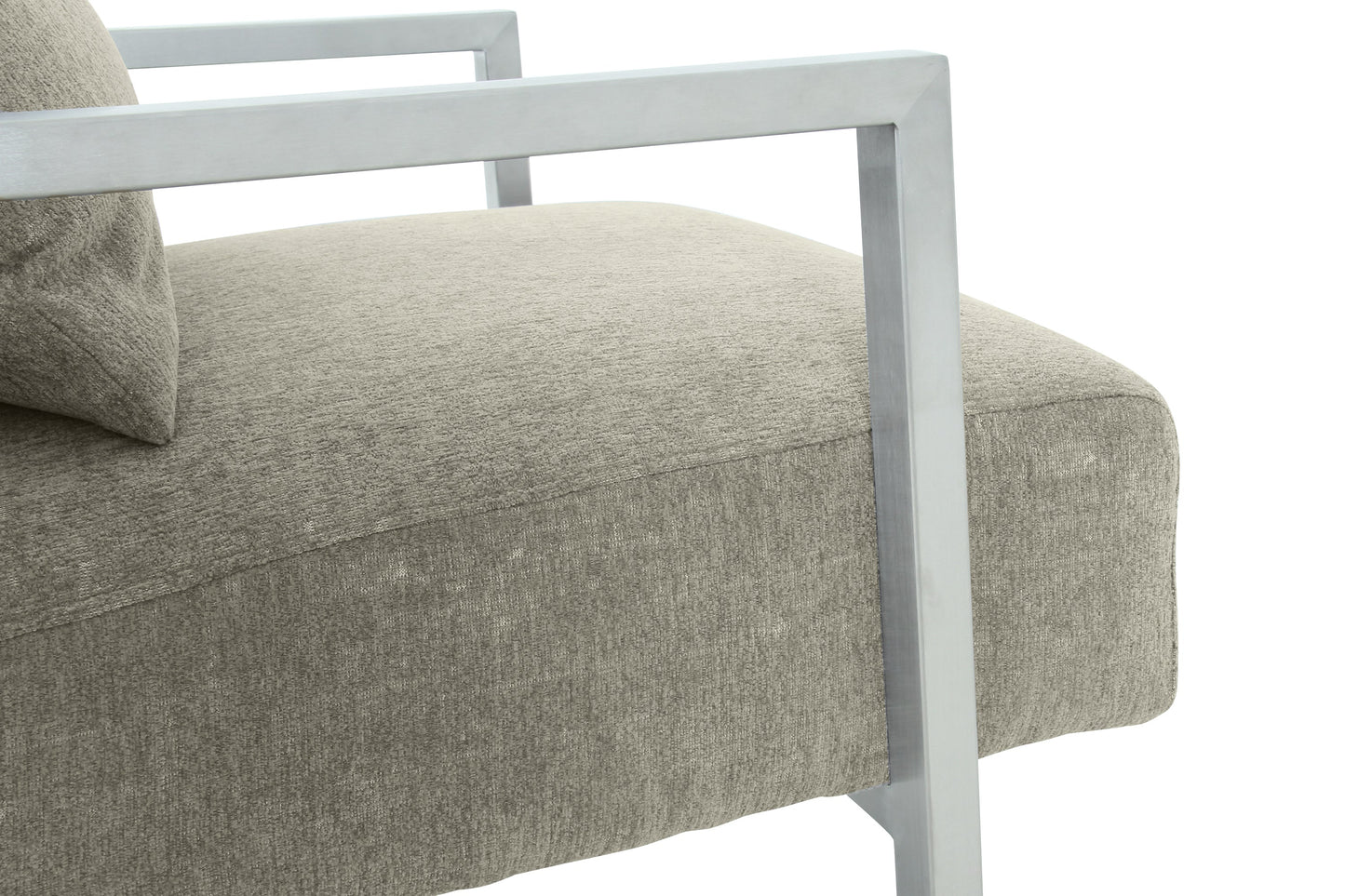 Skyline Modern Accent Chair In Gray Linen and Steel Legs