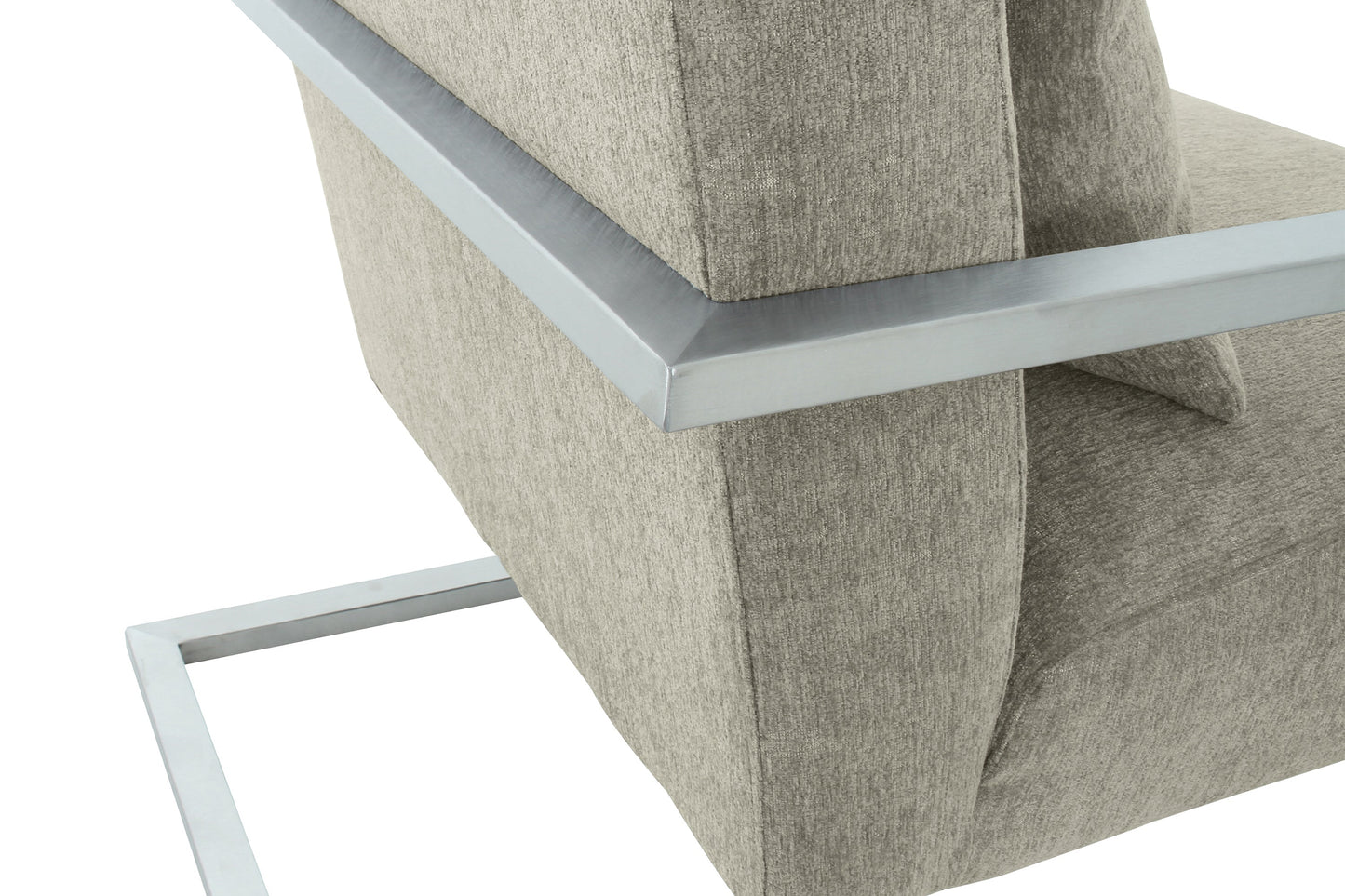 Skyline Modern Accent Chair In Gray Linen and Steel Legs