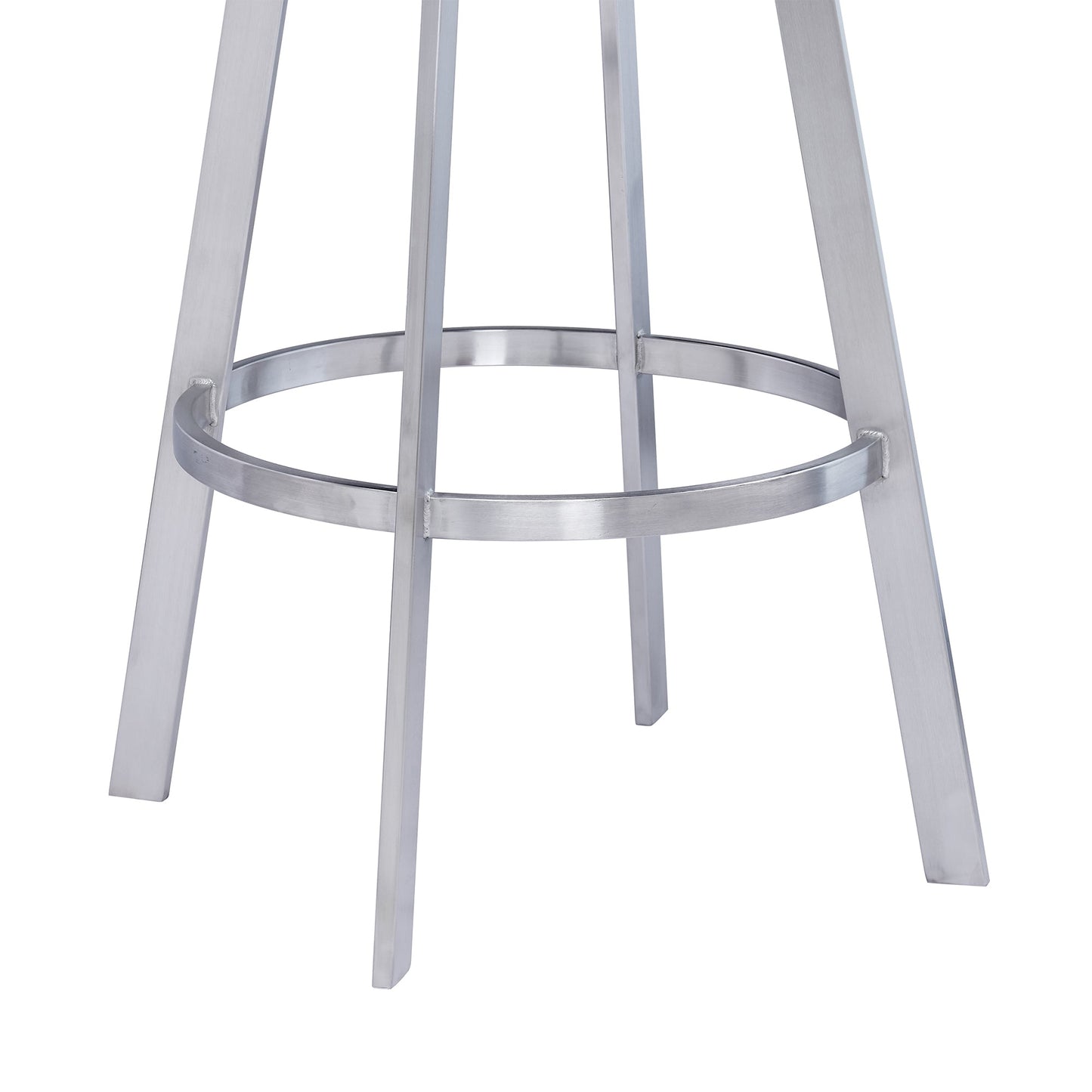 Saturn 26" Counter Height Swivel Gray Faux Leather and Brushed Stainless Steel Bar Stool