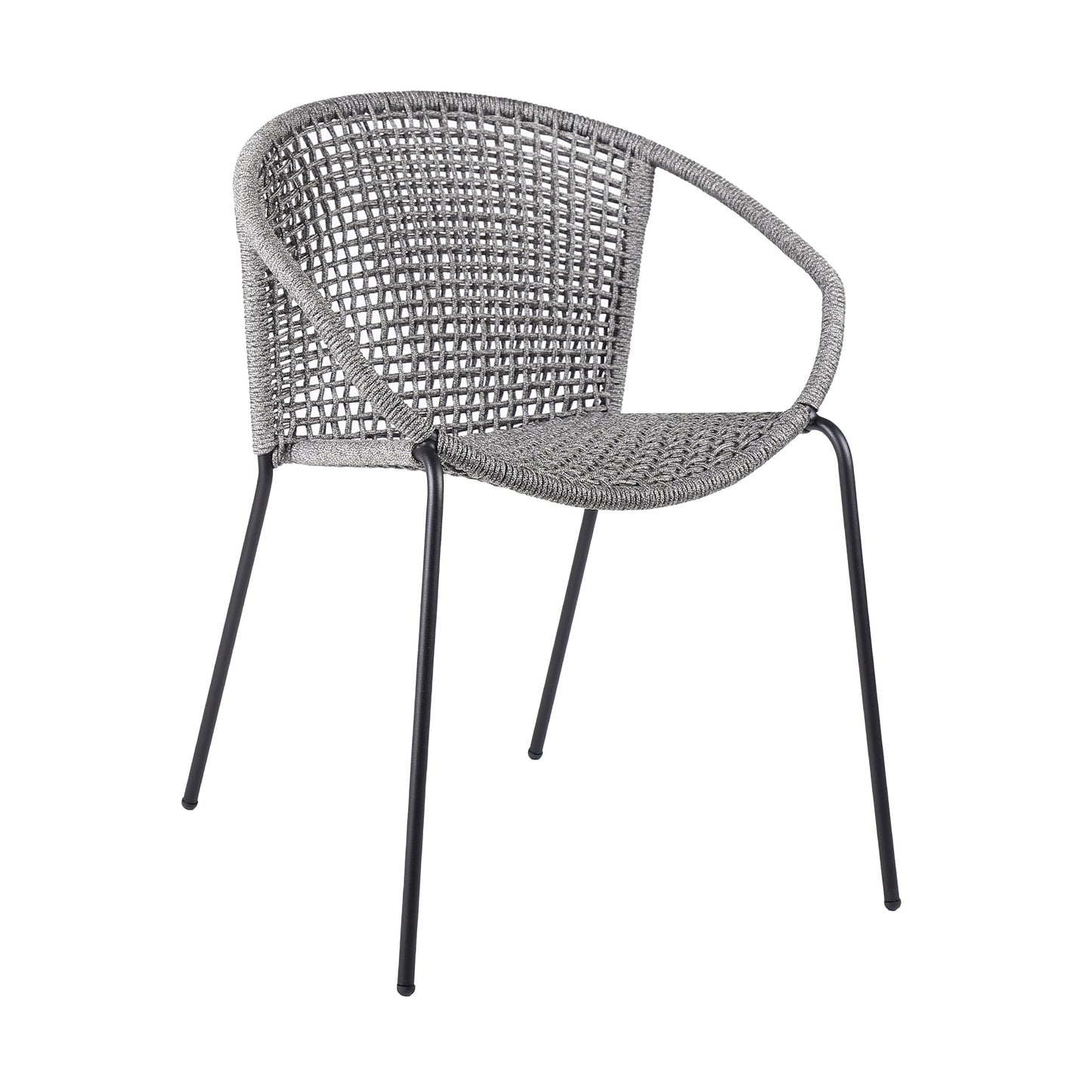 Snack Indoor Outdoor Stackable Steel Dining Chair with Gray Rope - Set of 2