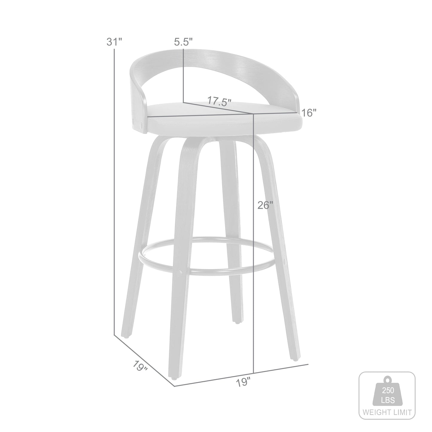 Sonia 26" Counter Height Swivel Cream Faux Leather and Walnut Wood Bar Stool