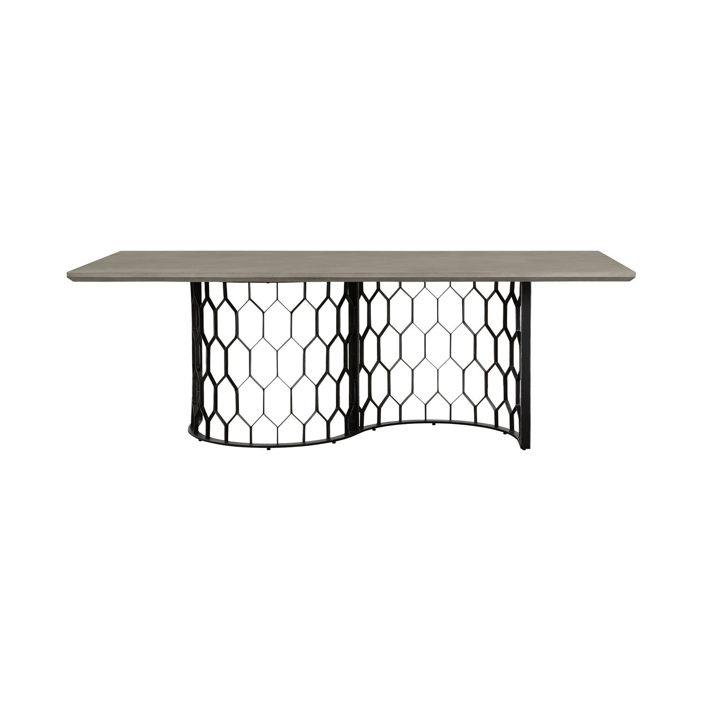 Solange Concrete and Black Metal Rectangular Dining Table