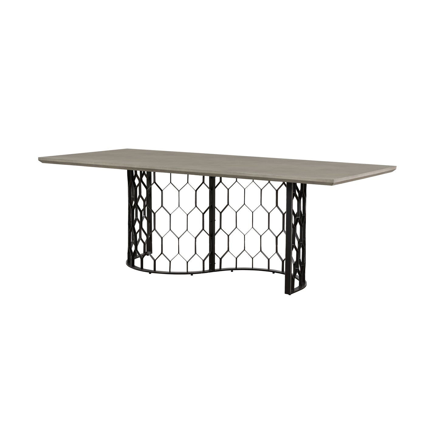 Solange Concrete and Black Metal Rectangular Dining Table