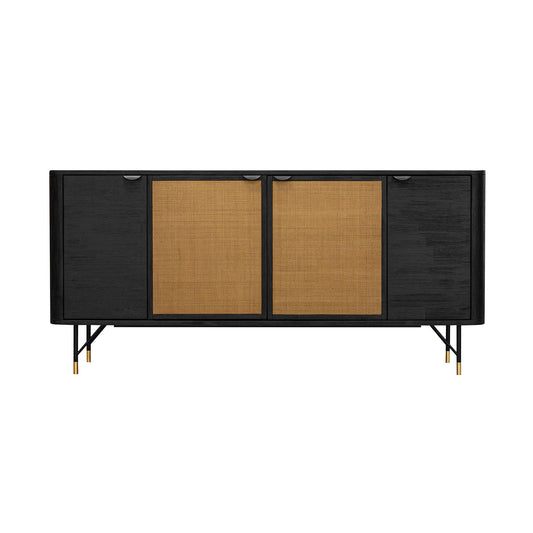 Saratoga Sideboard Buffet in Black Acacia with Rattan