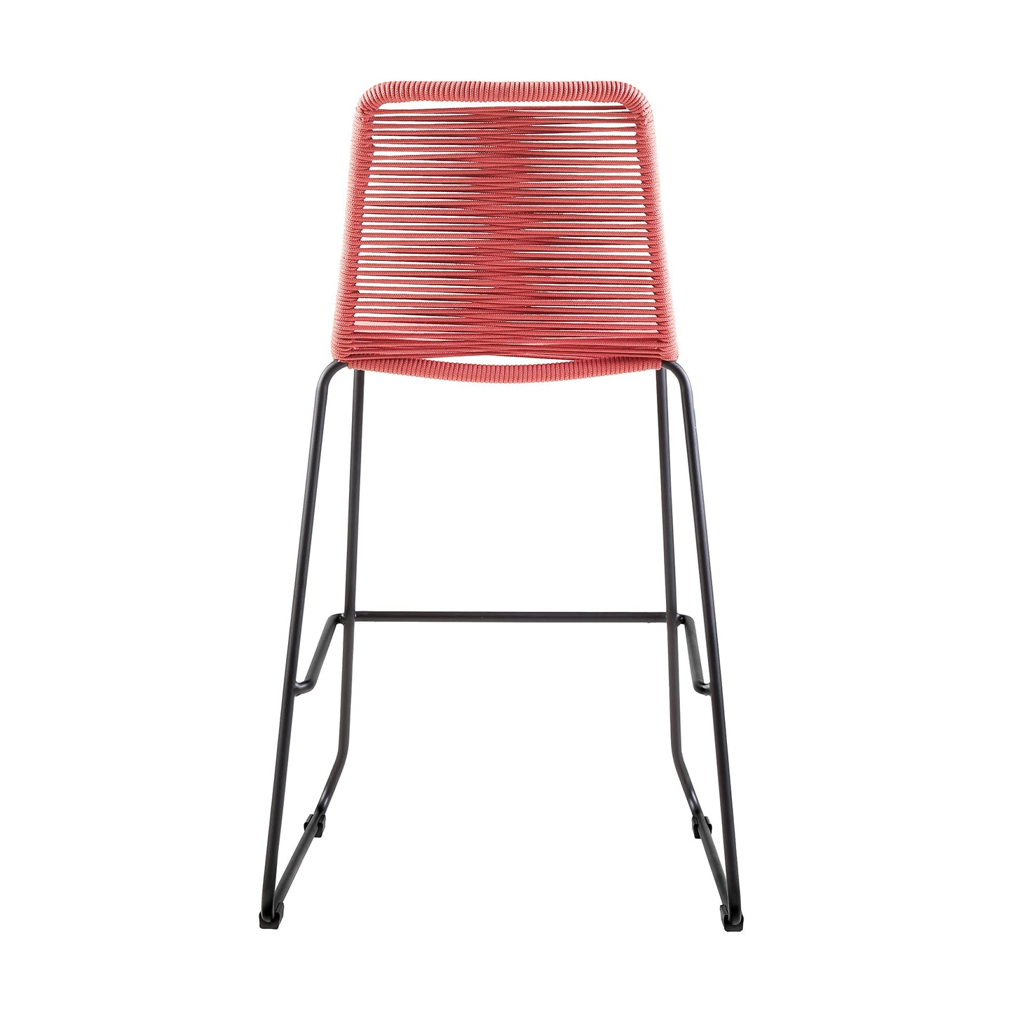 Shasta 26" Outdoor Metal and Brick Red Rope Stackable Counter Stool - Set of 2