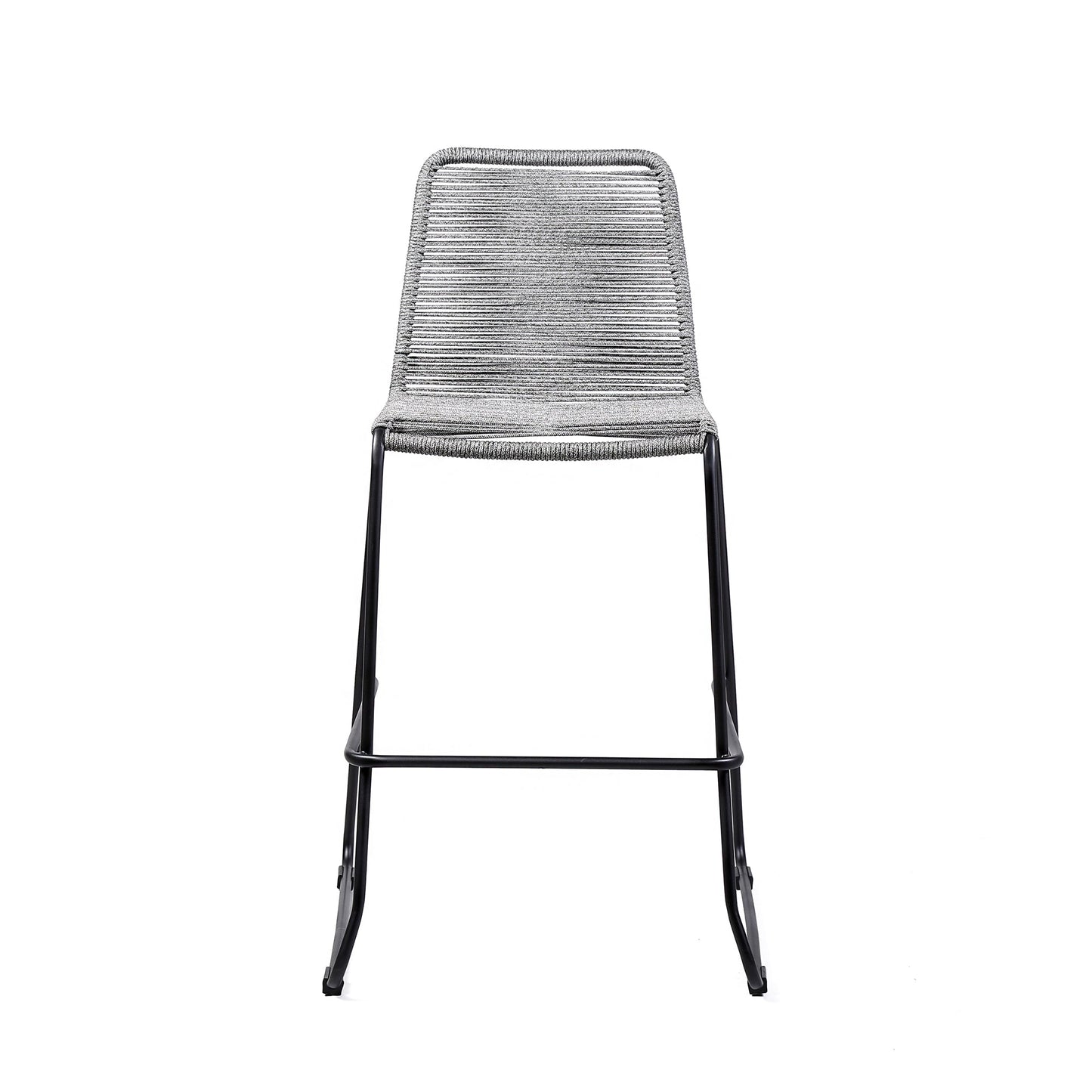 Shasta 26" Outdoor Metal and Gray Rope Stackable Counter Stool - Set of 2