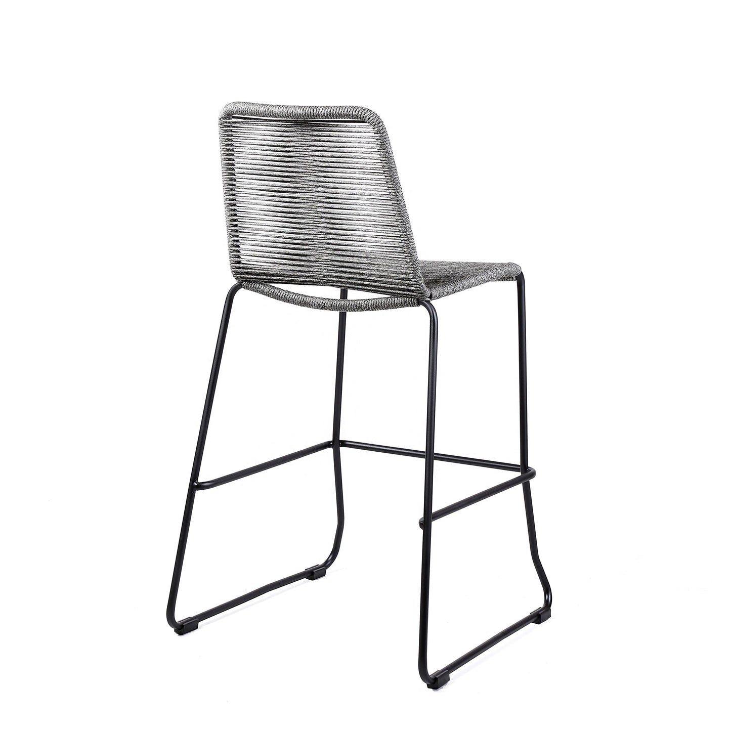 Shasta 30" Outdoor Metal and Gray Rope Stackable Barstool - Set of 2