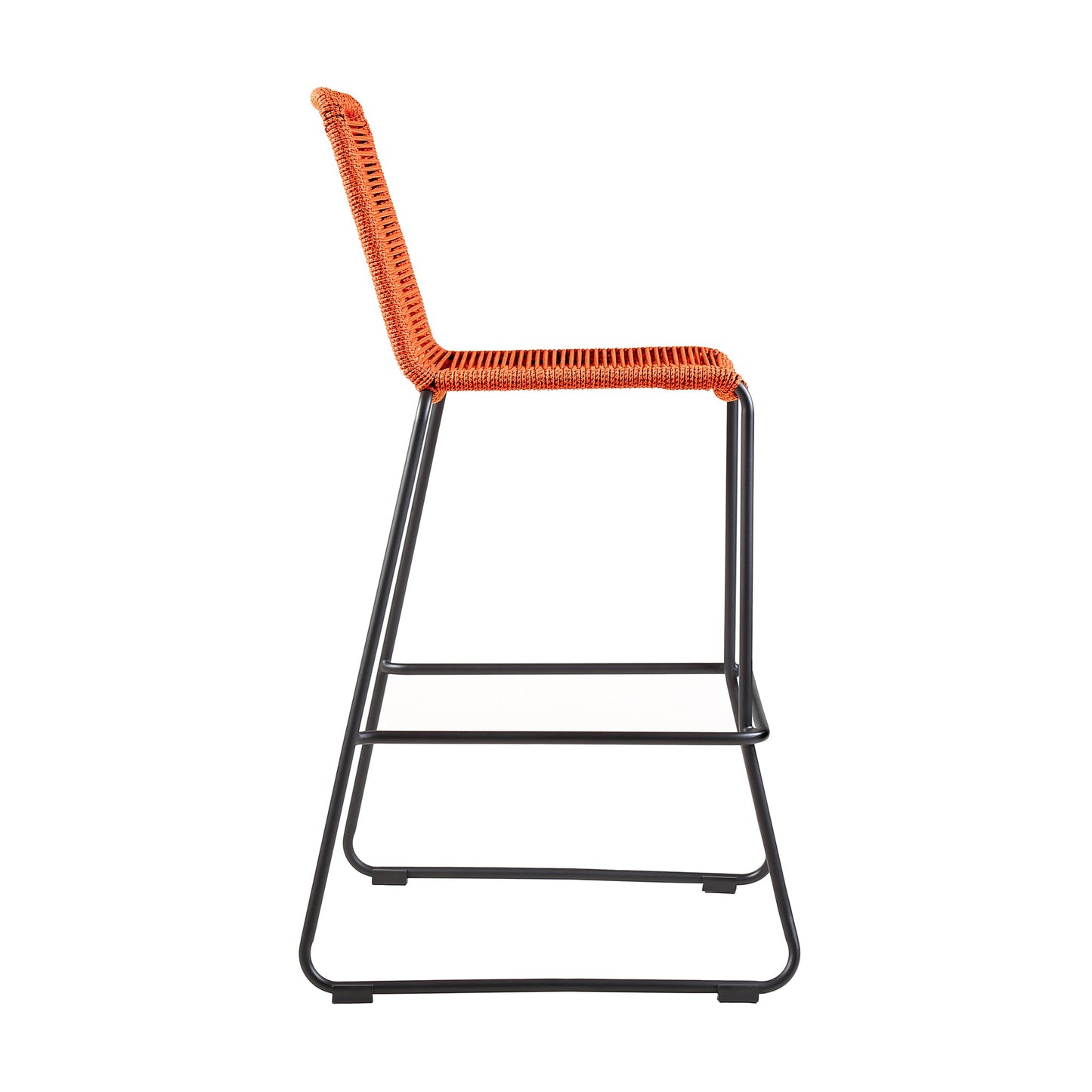 Shasta 26" Outdoor Metal and Tangerine Rope Stackable Counter Stool - Set of 2