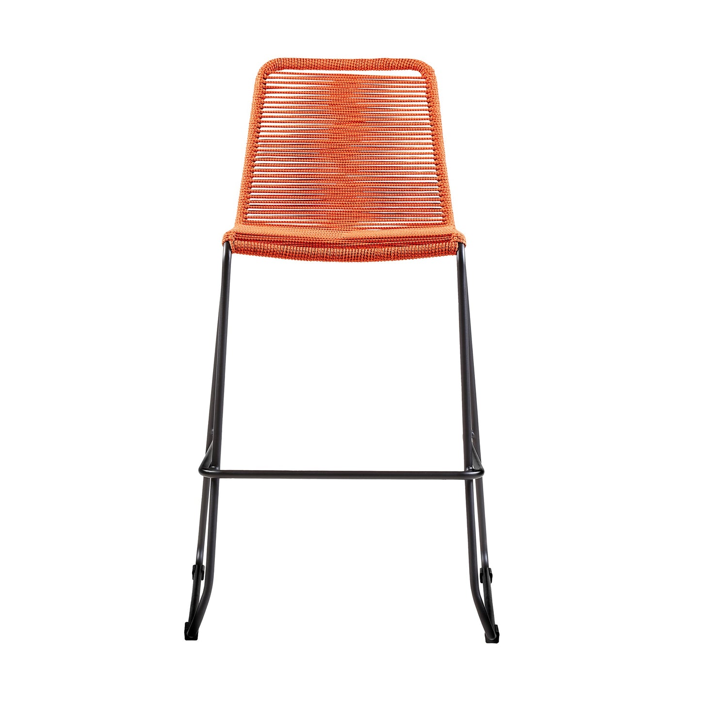 Shasta 30" Outdoor Metal and Tangerine Rope Stackable Barstool - Set of 2