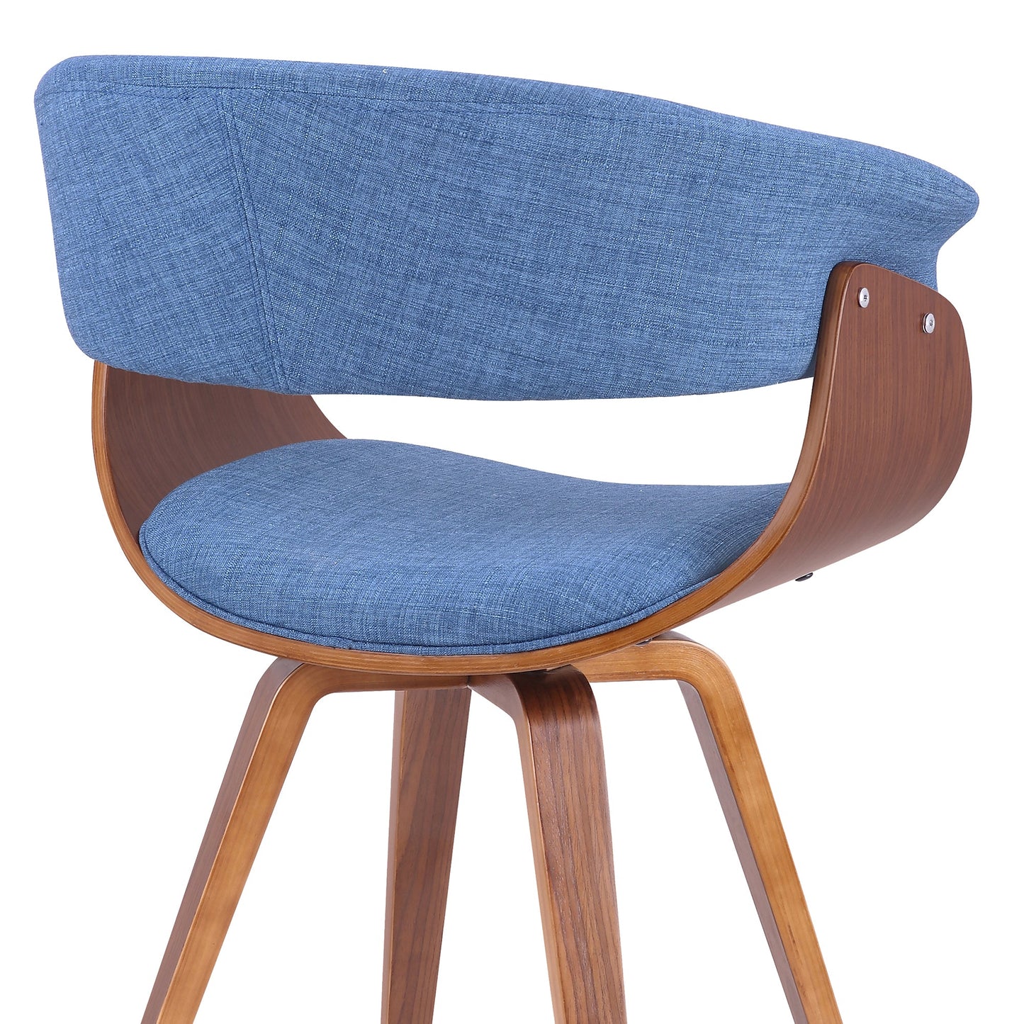 Summer Mid-Century Chair in Blue Fabric with Walnut Wood Finish