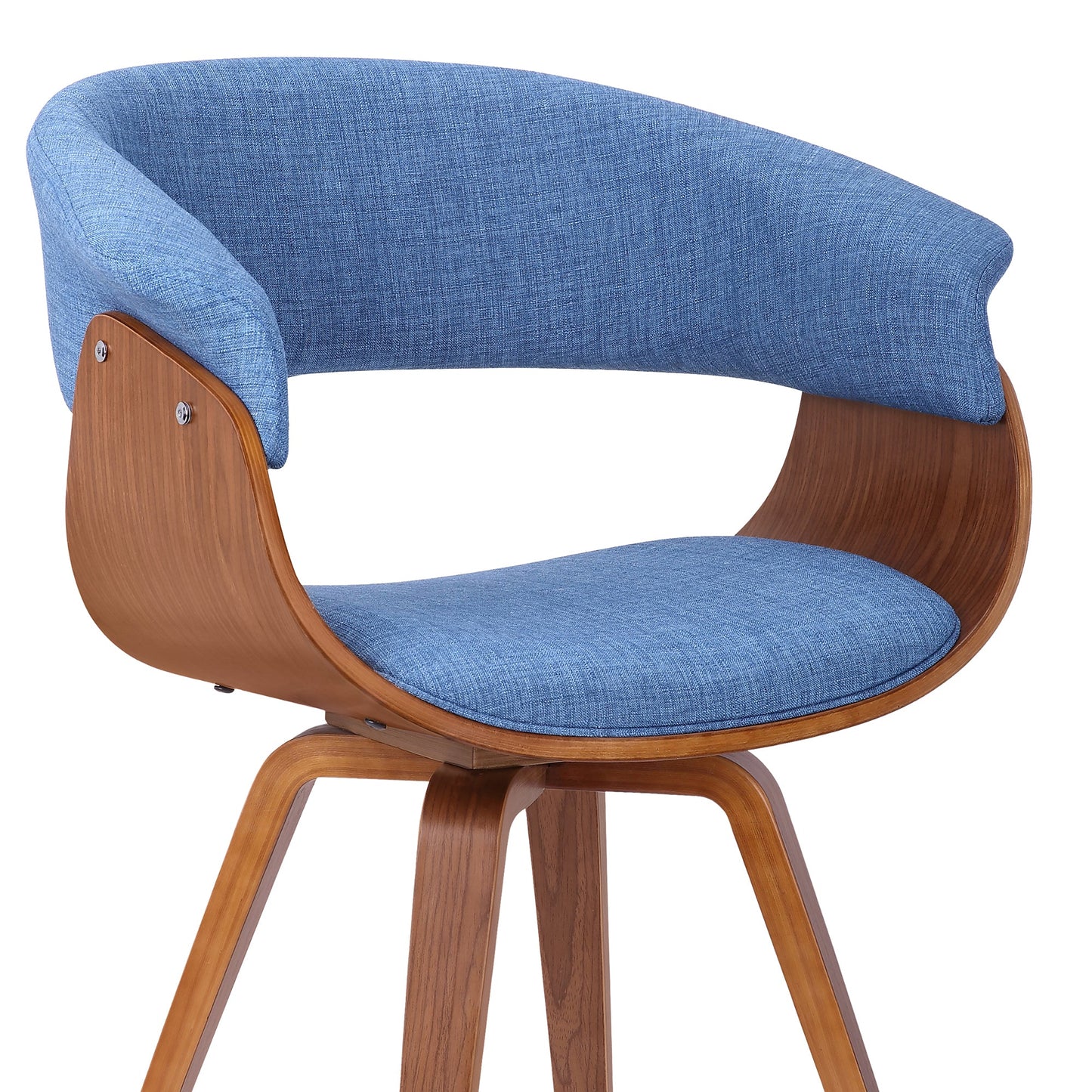 Summer Mid-Century Chair in Blue Fabric with Walnut Wood Finish