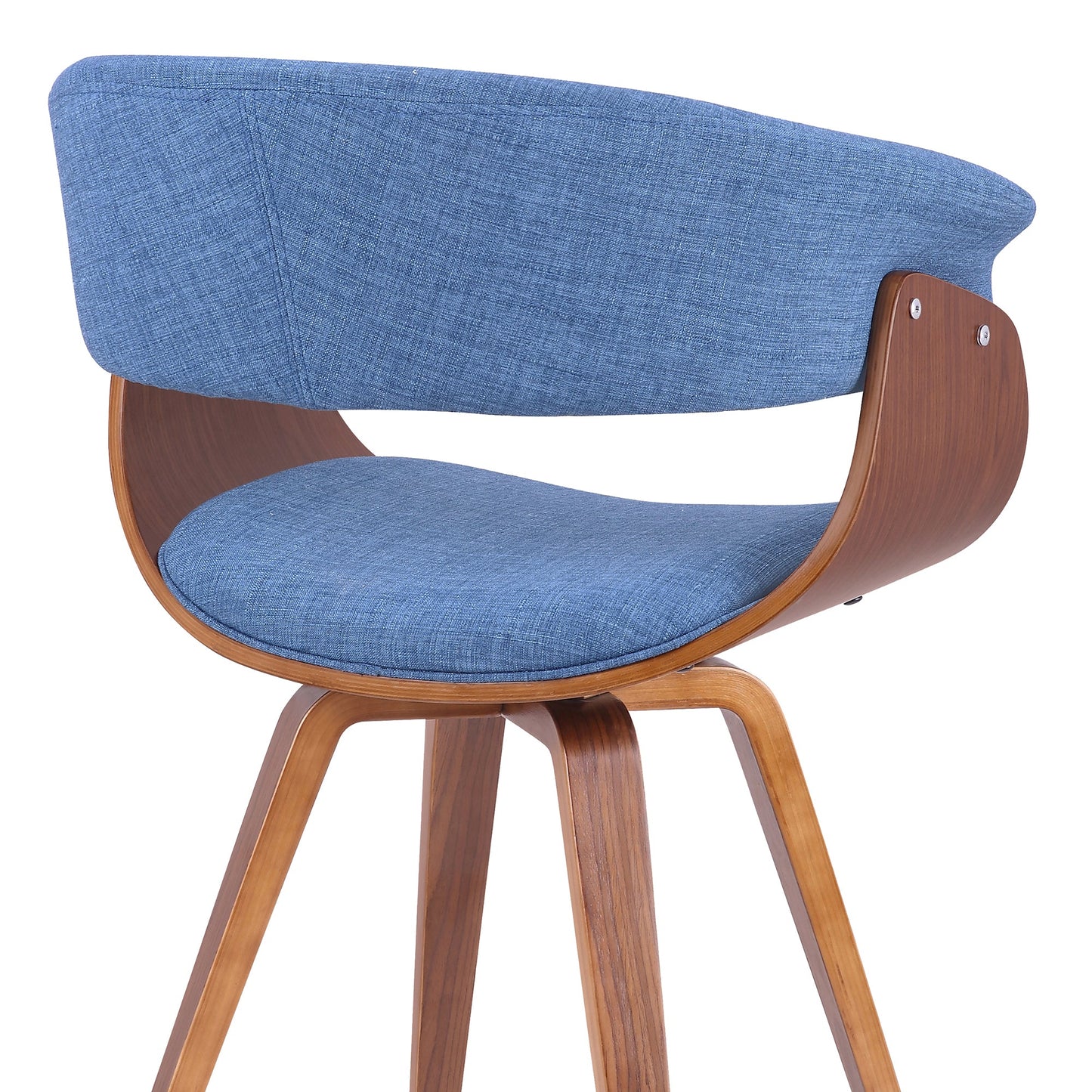 Summer Mid-Century Chair in Blue Fabric with Walnut Wood Finish