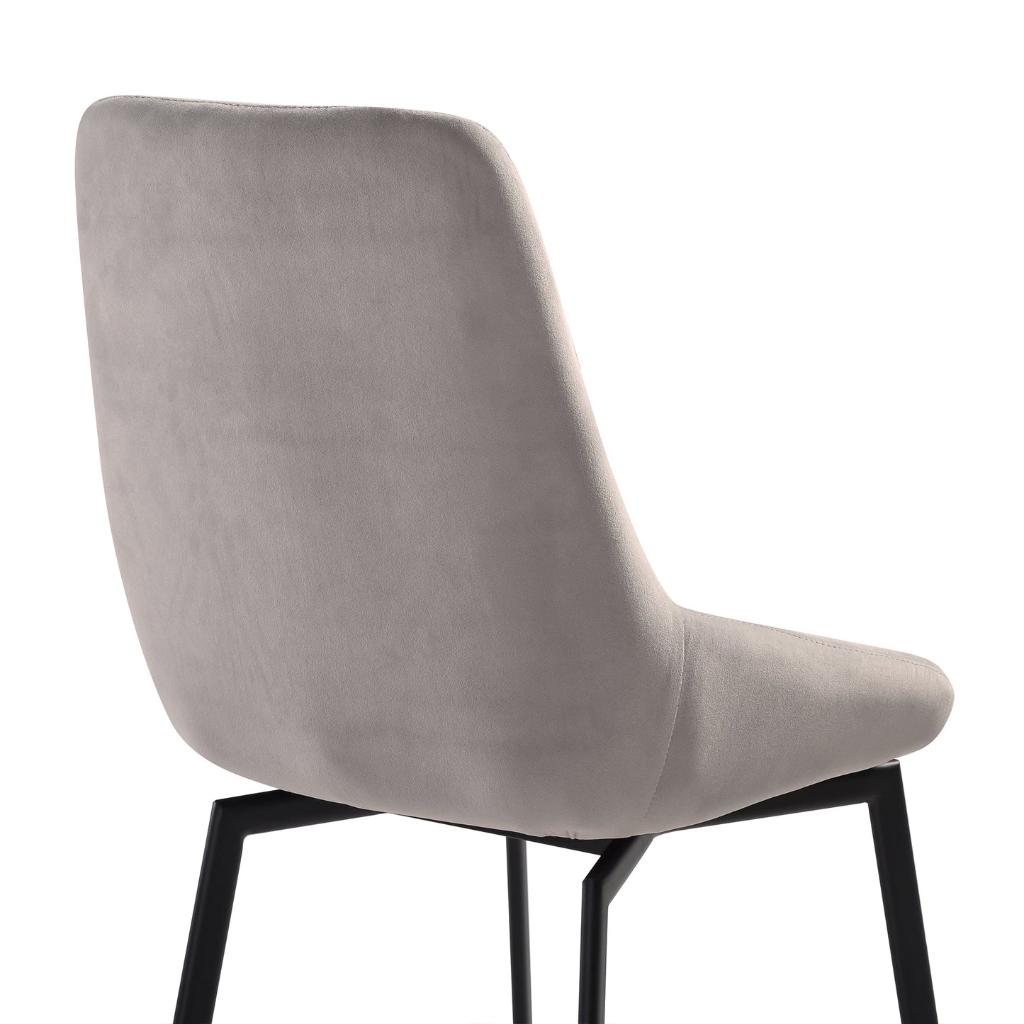 Susie Swivel Upholstered Dining Chair in Gray Fabric with Black Metal Legs - Set of 2