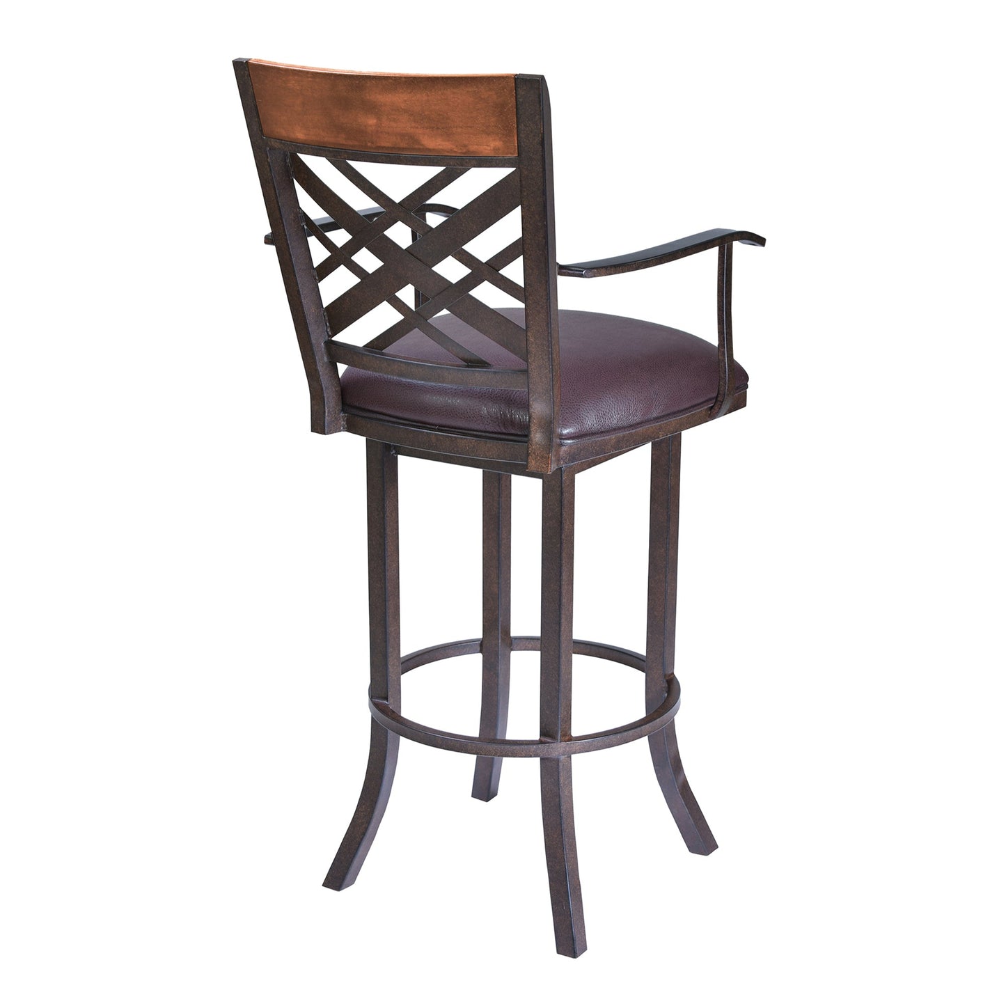 Tahiti 26" Arm Barstool in Auburn Bay finish with Brown Pu upholstery