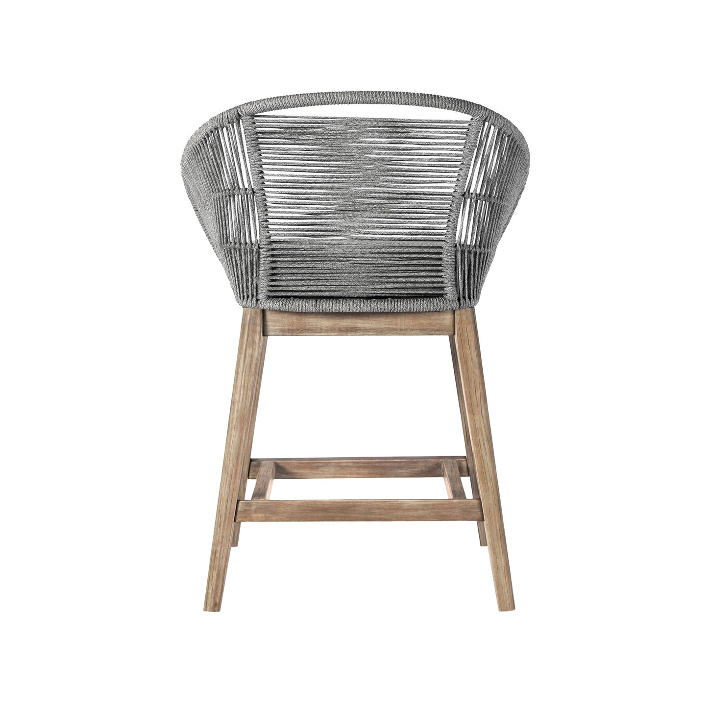 Tutti Frutti Indoor Outdoor Counter Height Bar Stool in Light Eucalyptus Wood with Gray Rope