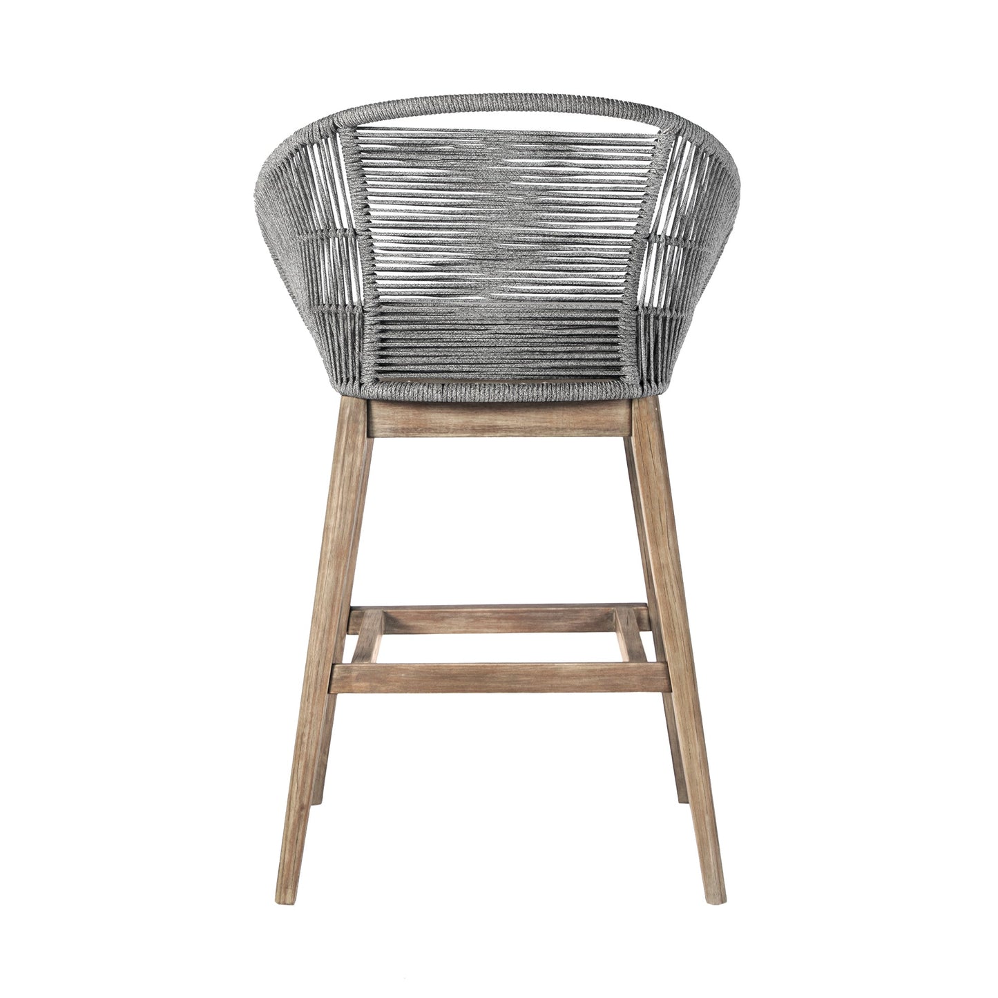 Tutti Frutti Indoor Outdoor Bar Height Bar Stool in Light Eucalyptus Wood with Gray Rope