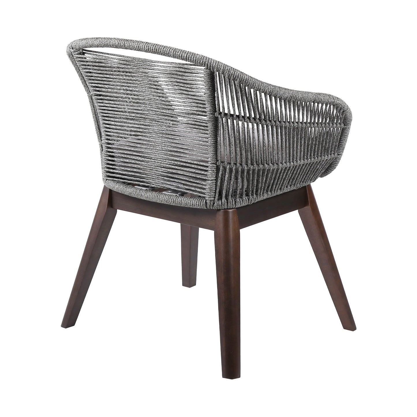 Tutti Frutti Indoor Outdoor Dining Chair in Dark Eucalyptus Wood with Gray Rope and Gray Cushion