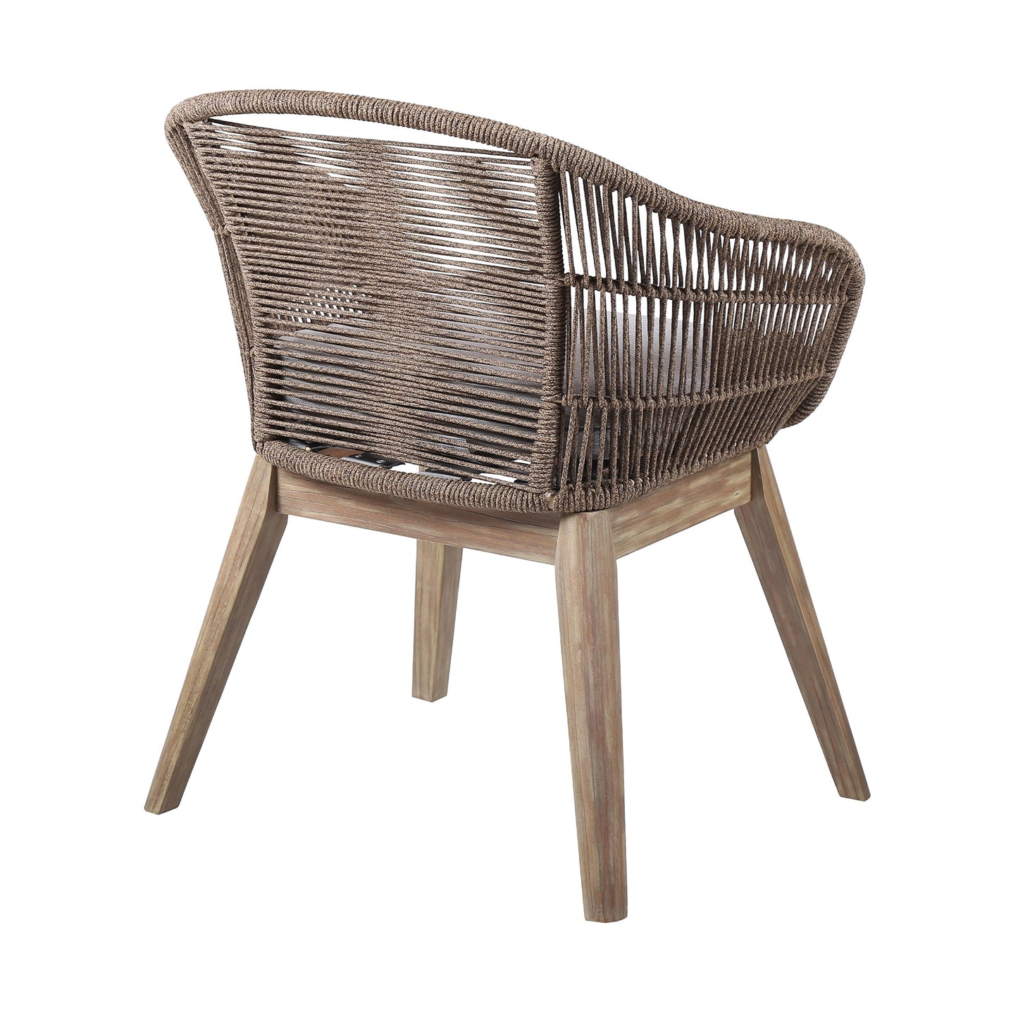 Tutti Frutti Indoor Outdoor Dining Chair in Light Eucalyptus Wood with Truffle Rope and Gray Cushion