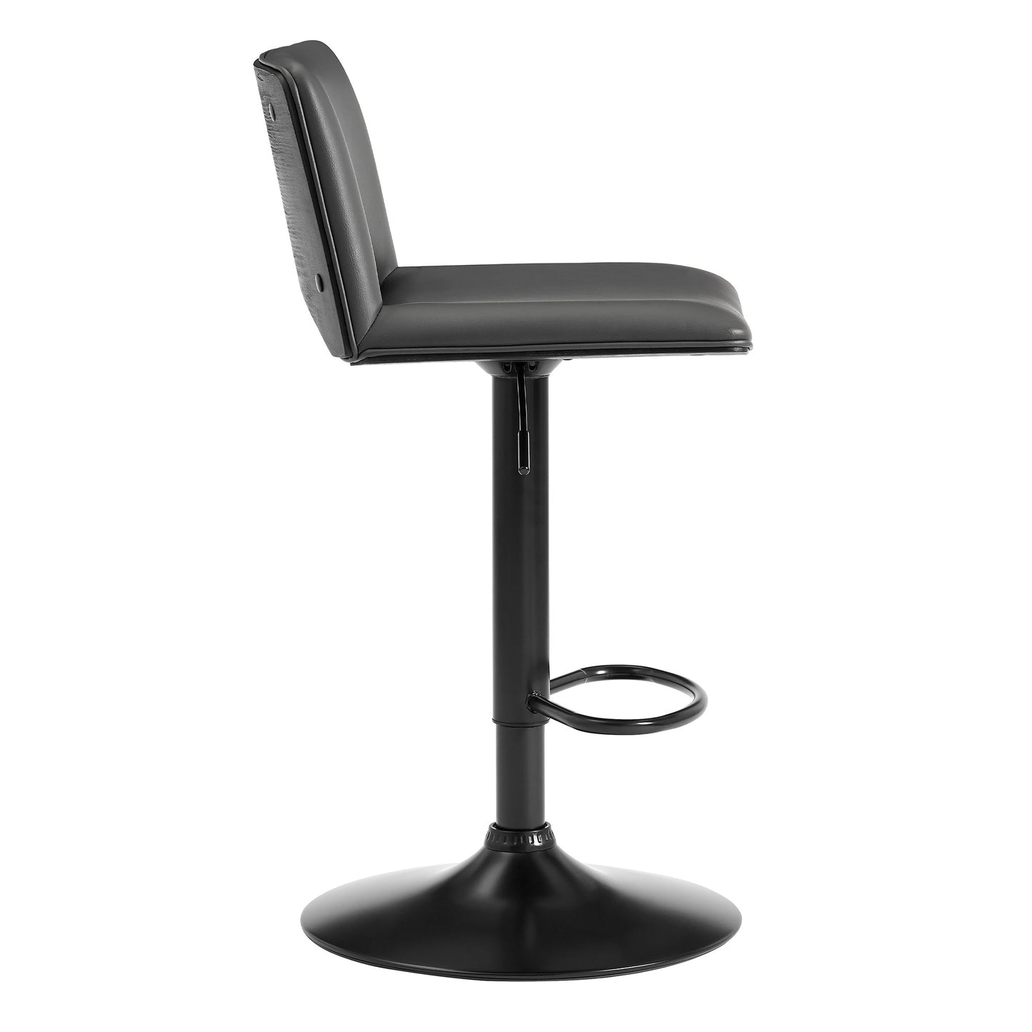 Thierry Adjustable Swivel Gray Faux Leather and Black Metal Bar Stool