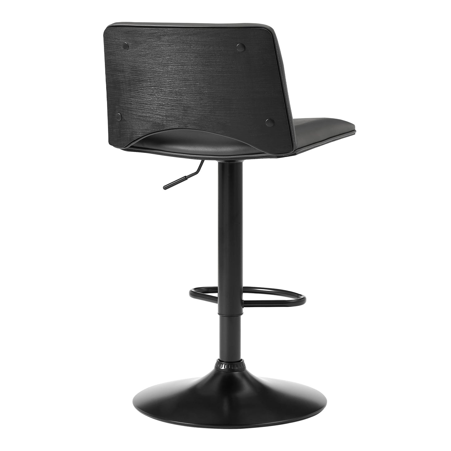 Thierry Adjustable Swivel Gray Faux Leather and Black Metal Bar Stool