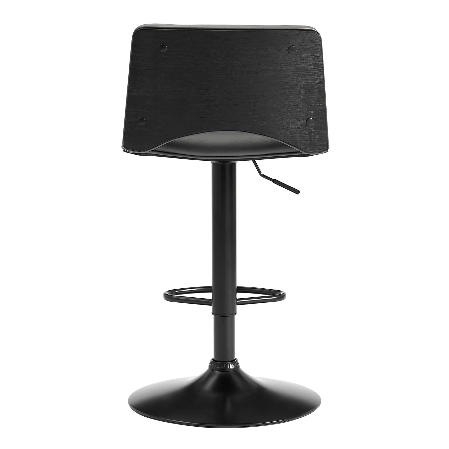 Thierry Adjustable Swivel Gray Faux Leather and Black Metal Bar Stool