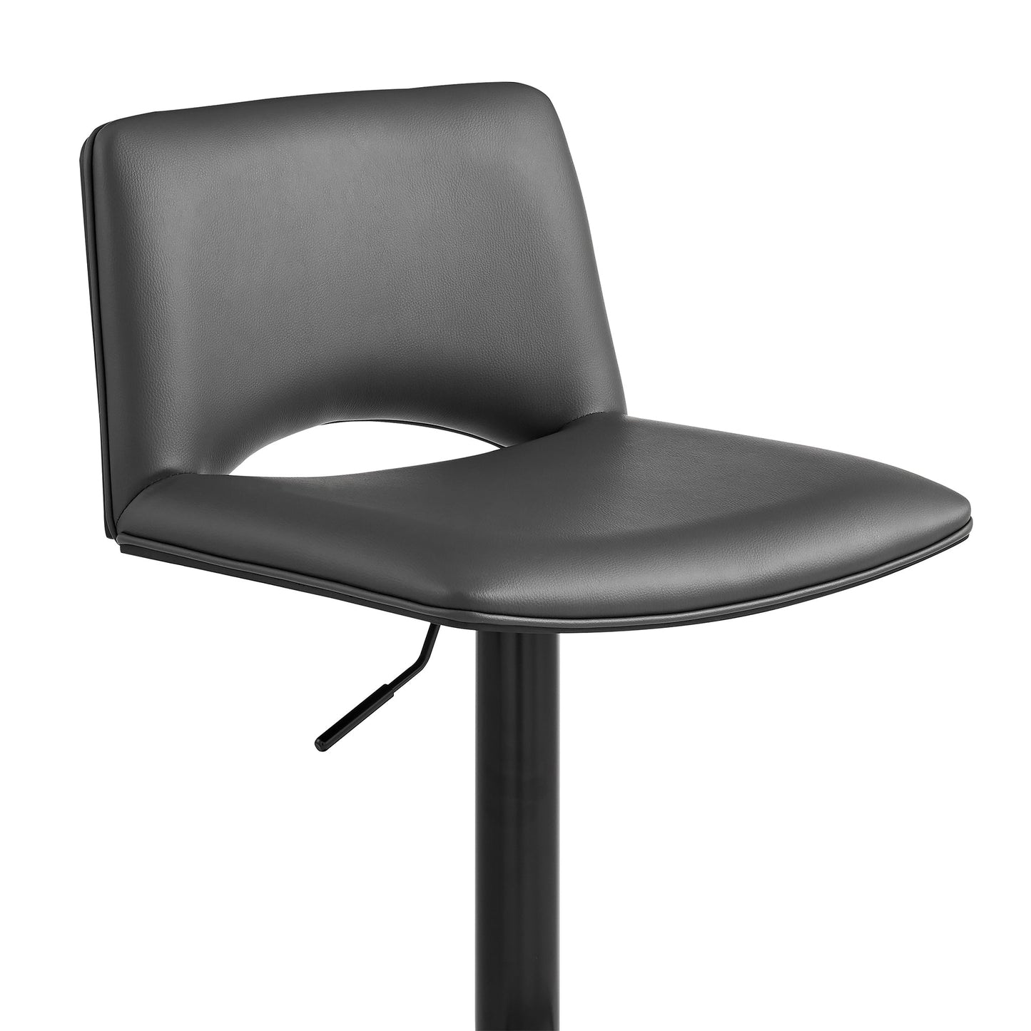 Thierry Adjustable Swivel Gray Faux Leather and Black Metal Bar Stool