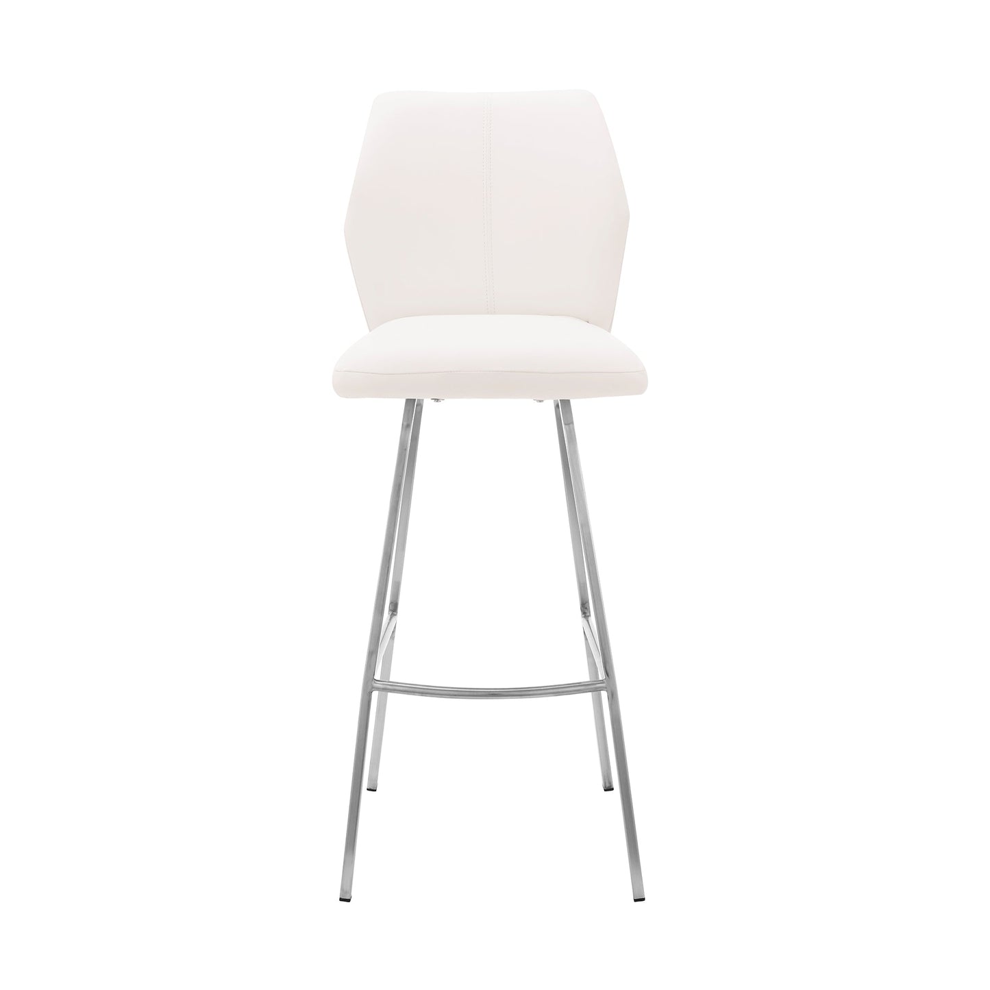 Tandy White Faux Leather and Brushed Stainless Steel 26" Counter Stool