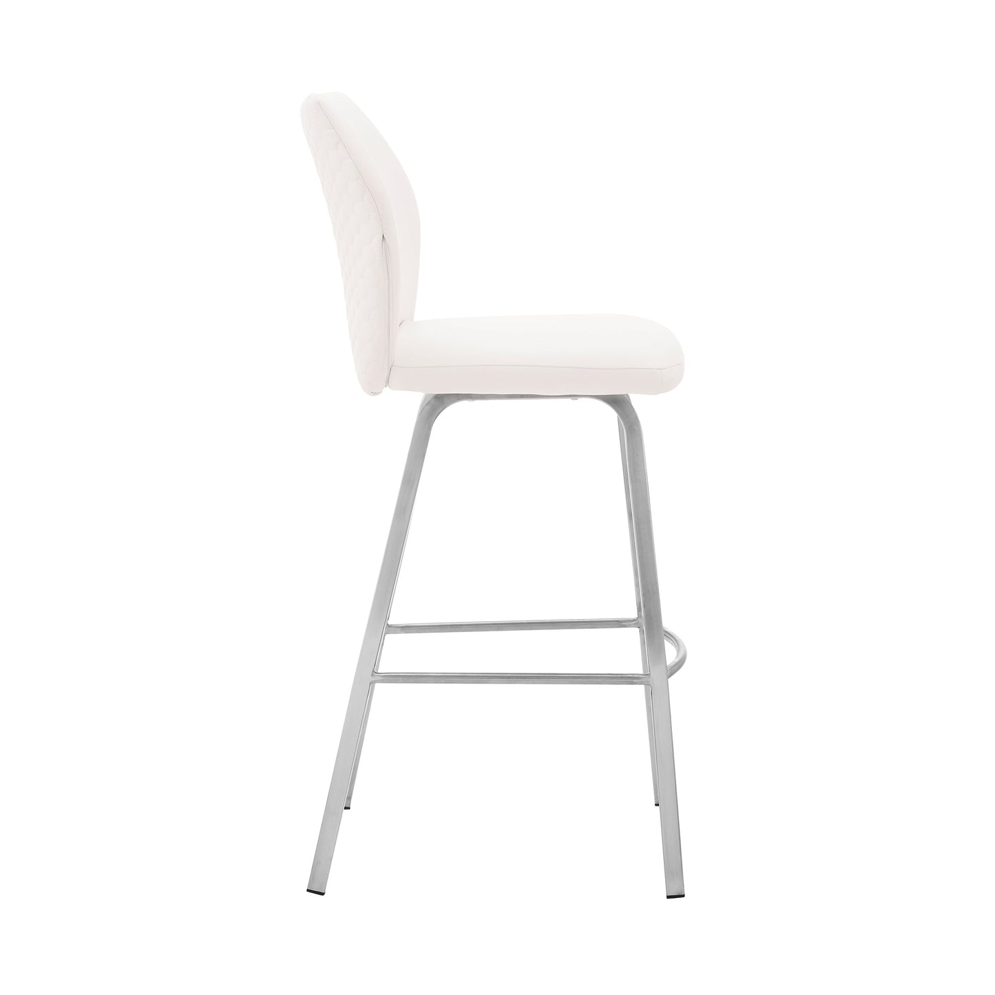 Tandy White Faux Leather and Brushed Stainless Steel 26" Counter Stool