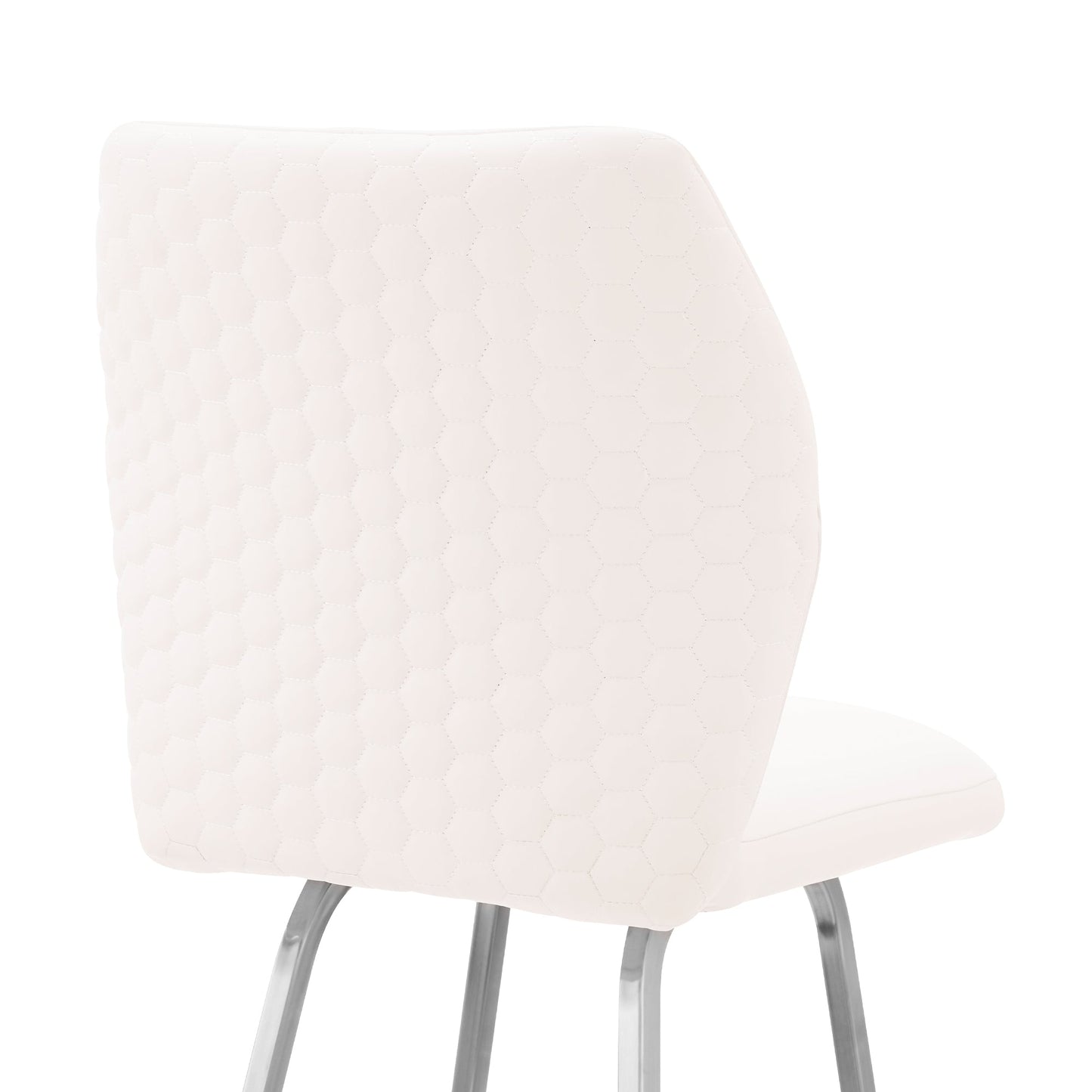 Tandy White Faux Leather and Brushed Stainless Steel 30" Bar Stool