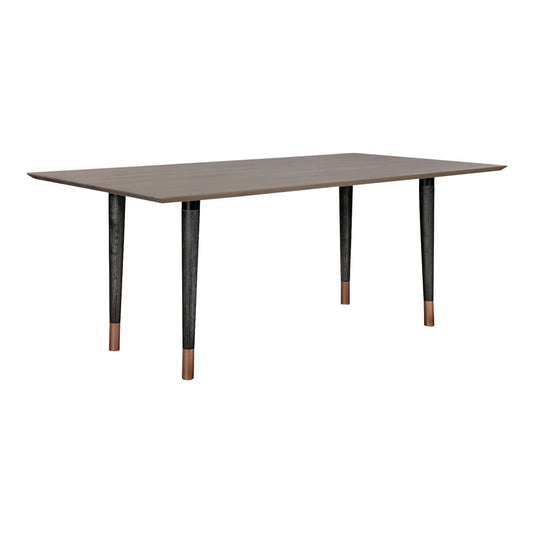 Turin Rustic Oak Wood Dining Table with Copper Tip Legs