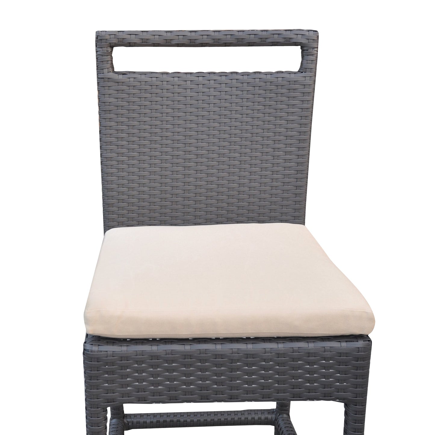 Tropez Outdoor Patio Wicker Barstool with Water Resistant Beige Fabric Cushions